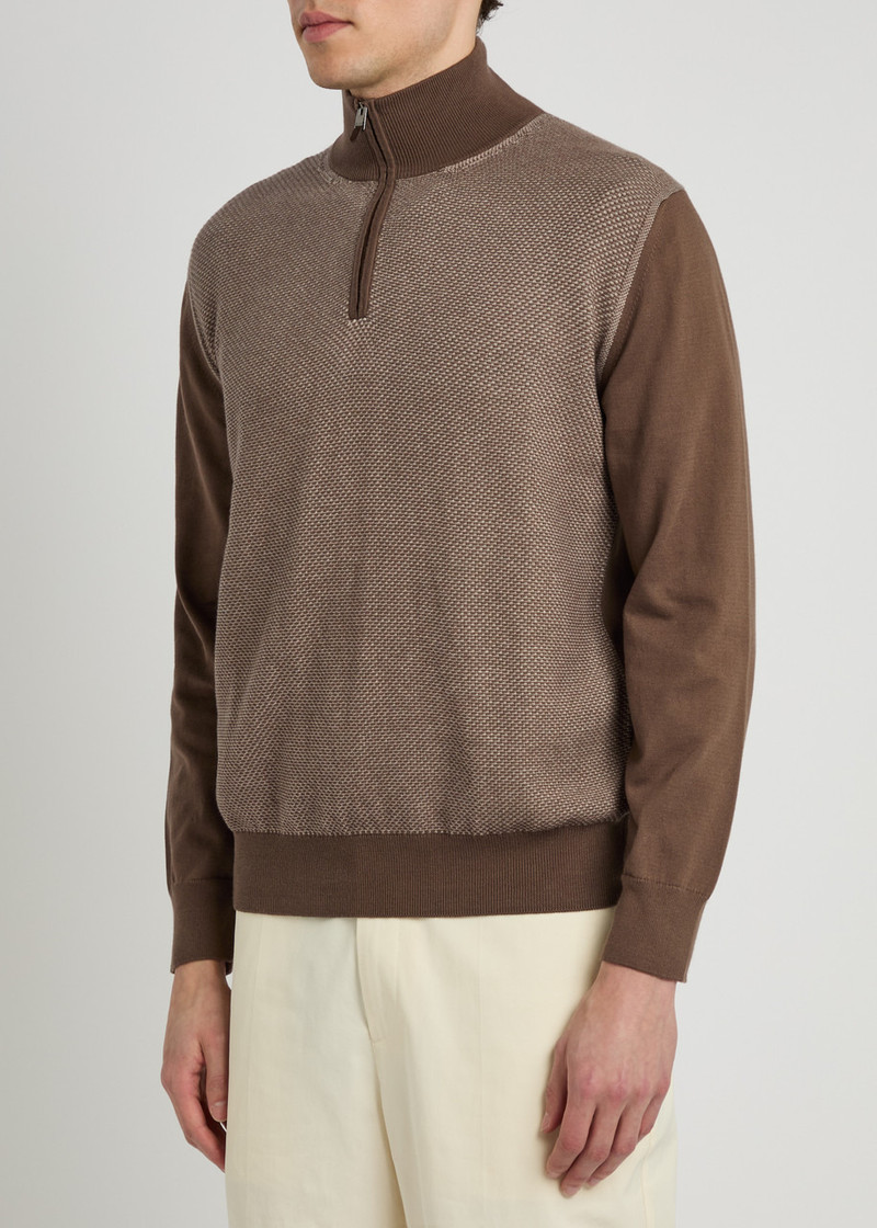 Canali Canali Textured Half-zip Cotton Jumper outlook