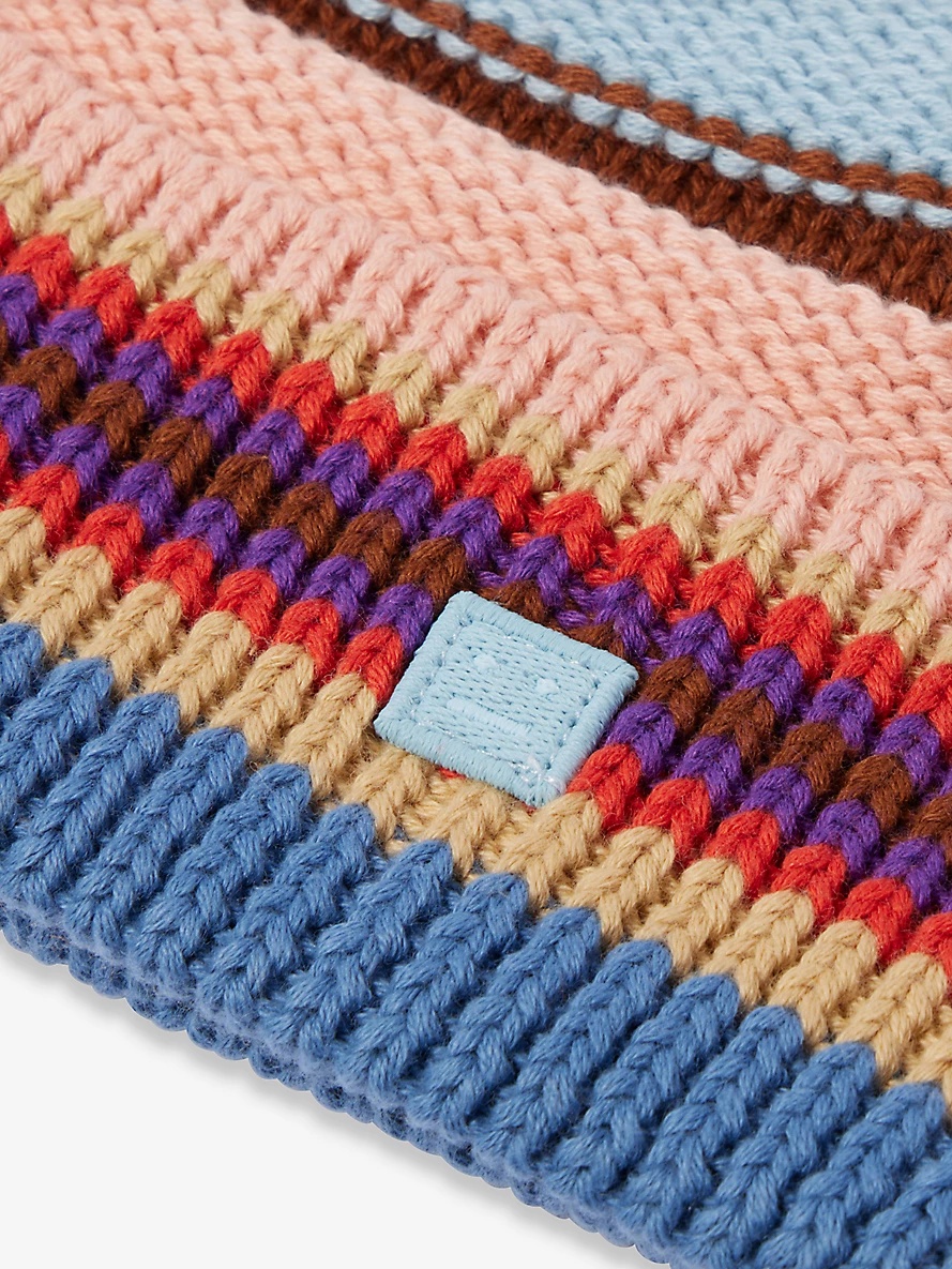 Striped logo-patch cotton-knit beanie - 2
