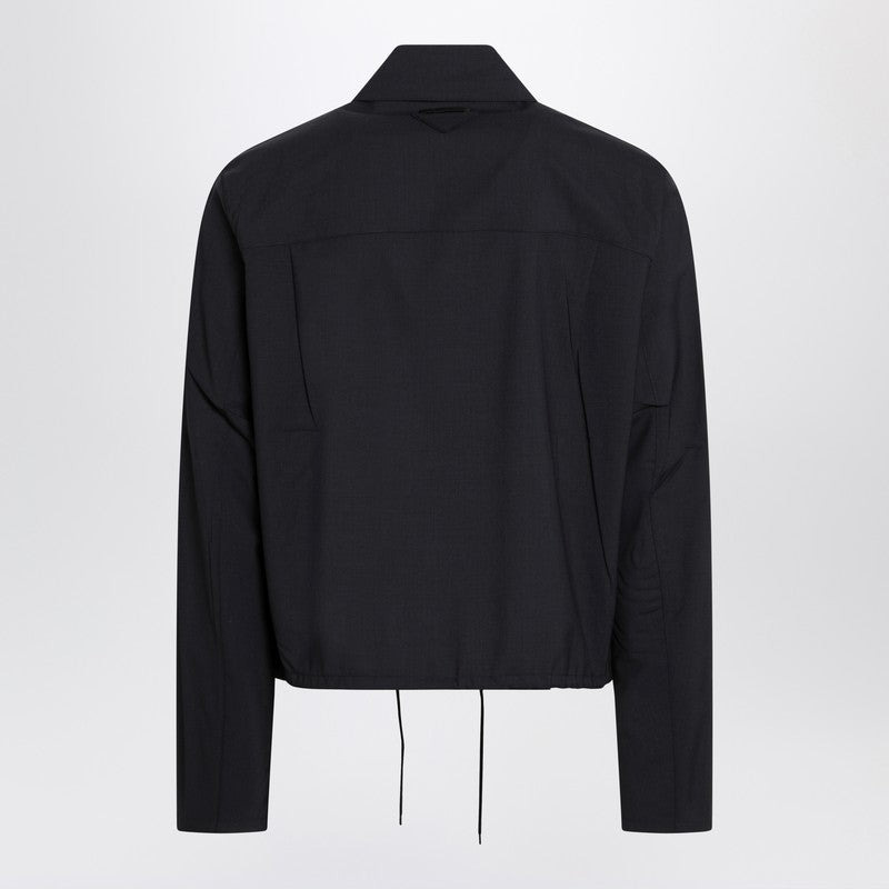 Prada Blue Wool Jacket With Zip Men - 2