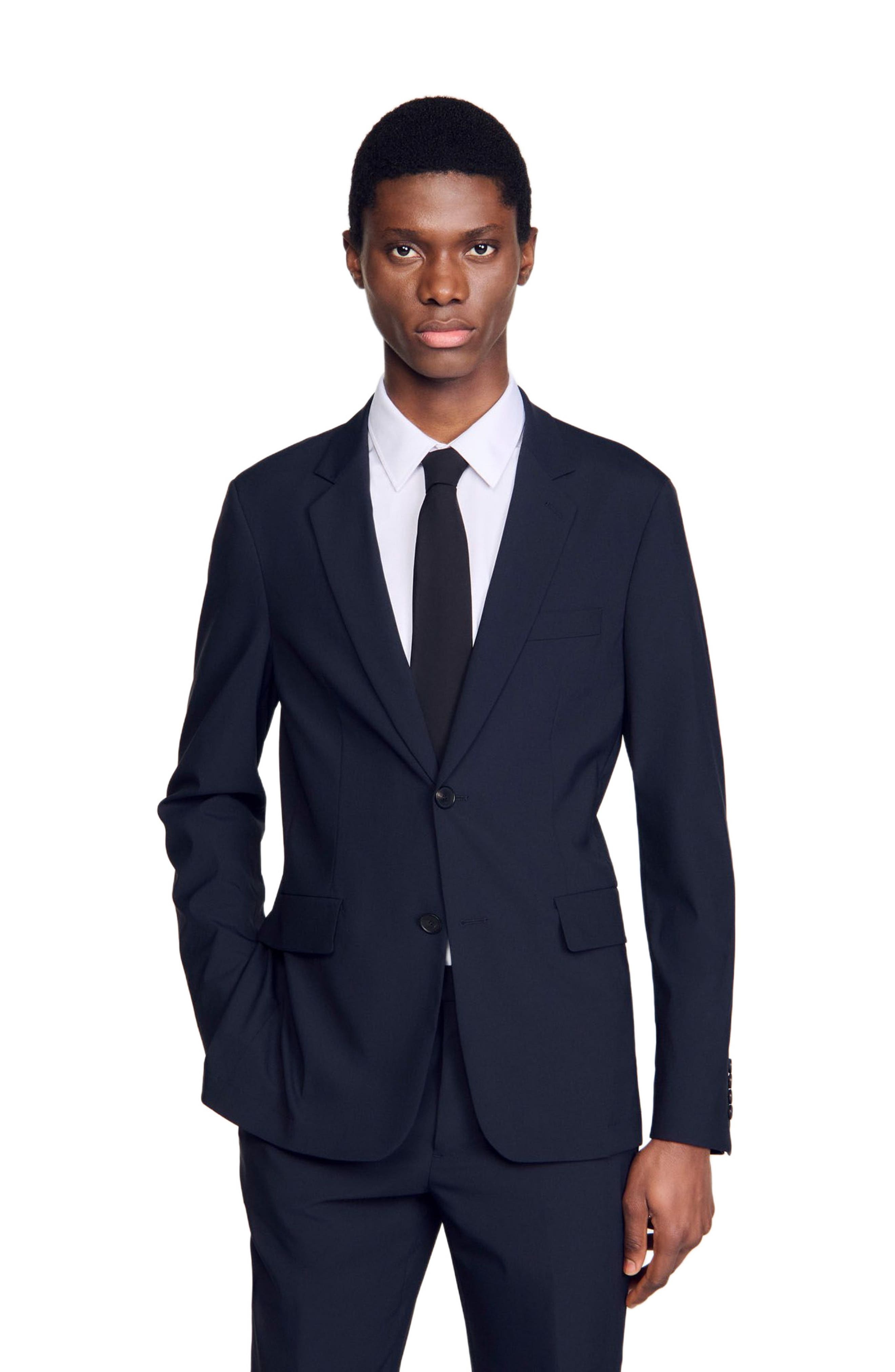 SANDRO Wool suit jacket in Navy Blue at Nordstrom - 3
