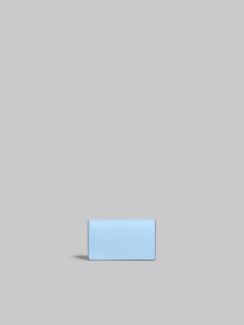 LIGHT BLUE AND BROWN LEATHER CARD CASE - 3