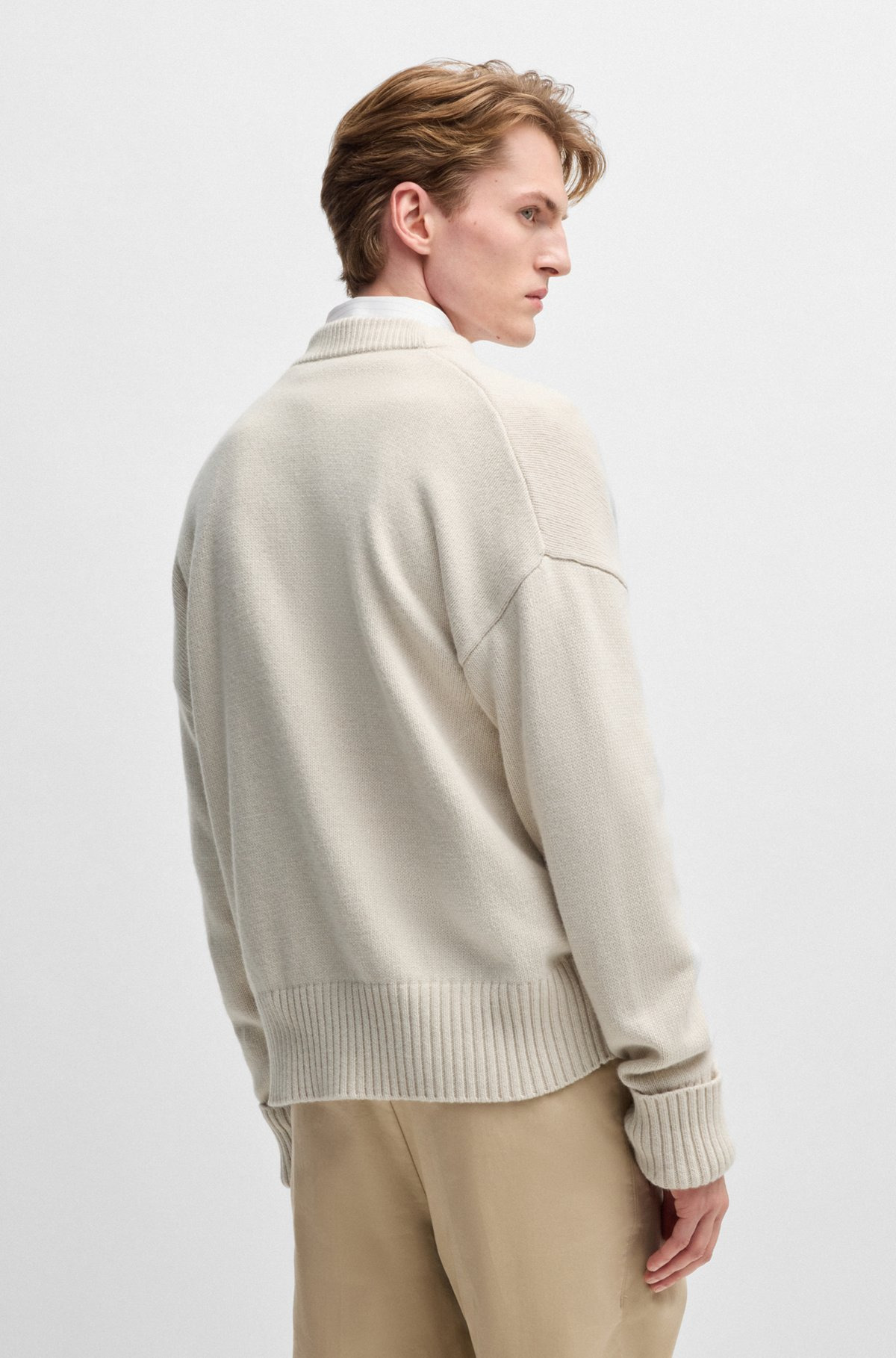 RELAXED-FIT CARDIGAN WITH BUTTON FRONT AND RIBBED CUFFS - 5