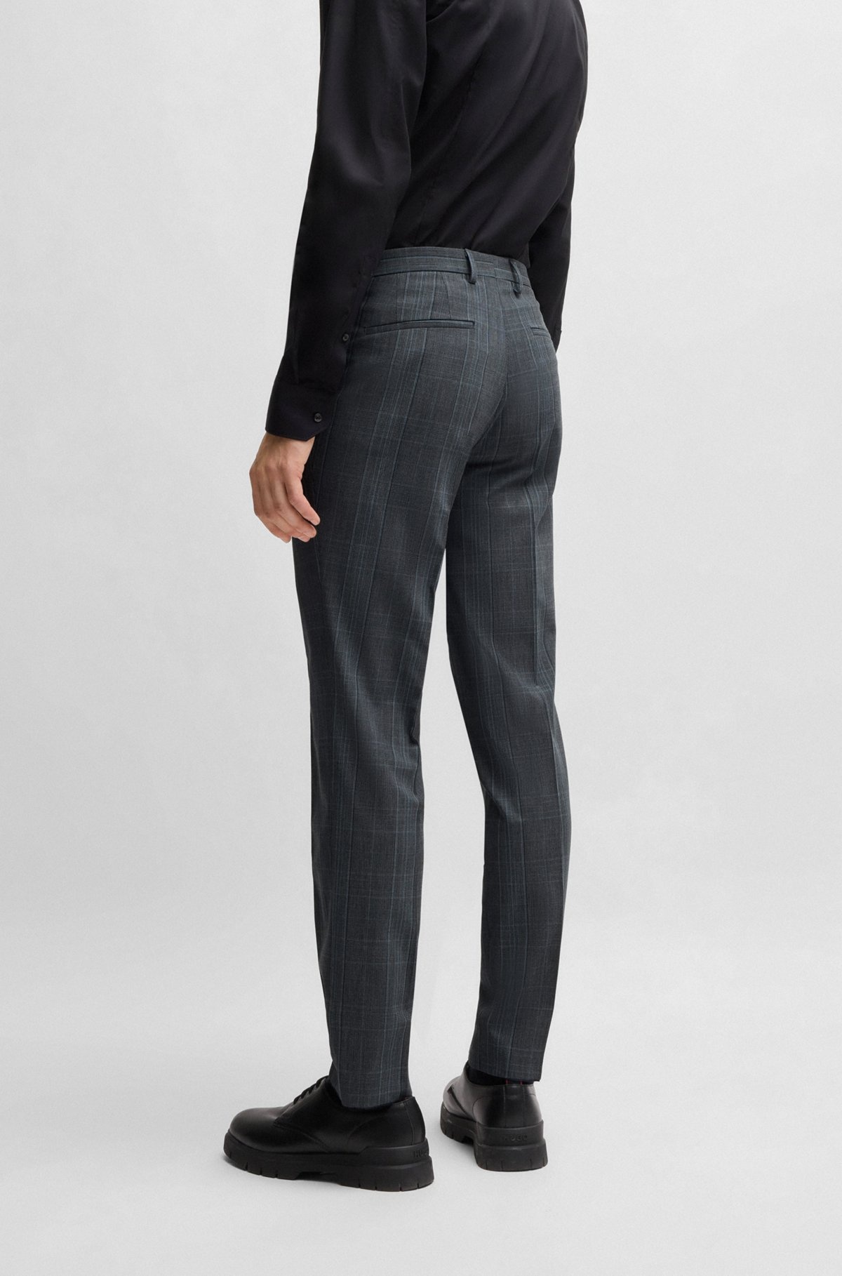EXTRA-SLIM-FIT TROUSERS IN CHECKED STRETCH FABRIC - 4