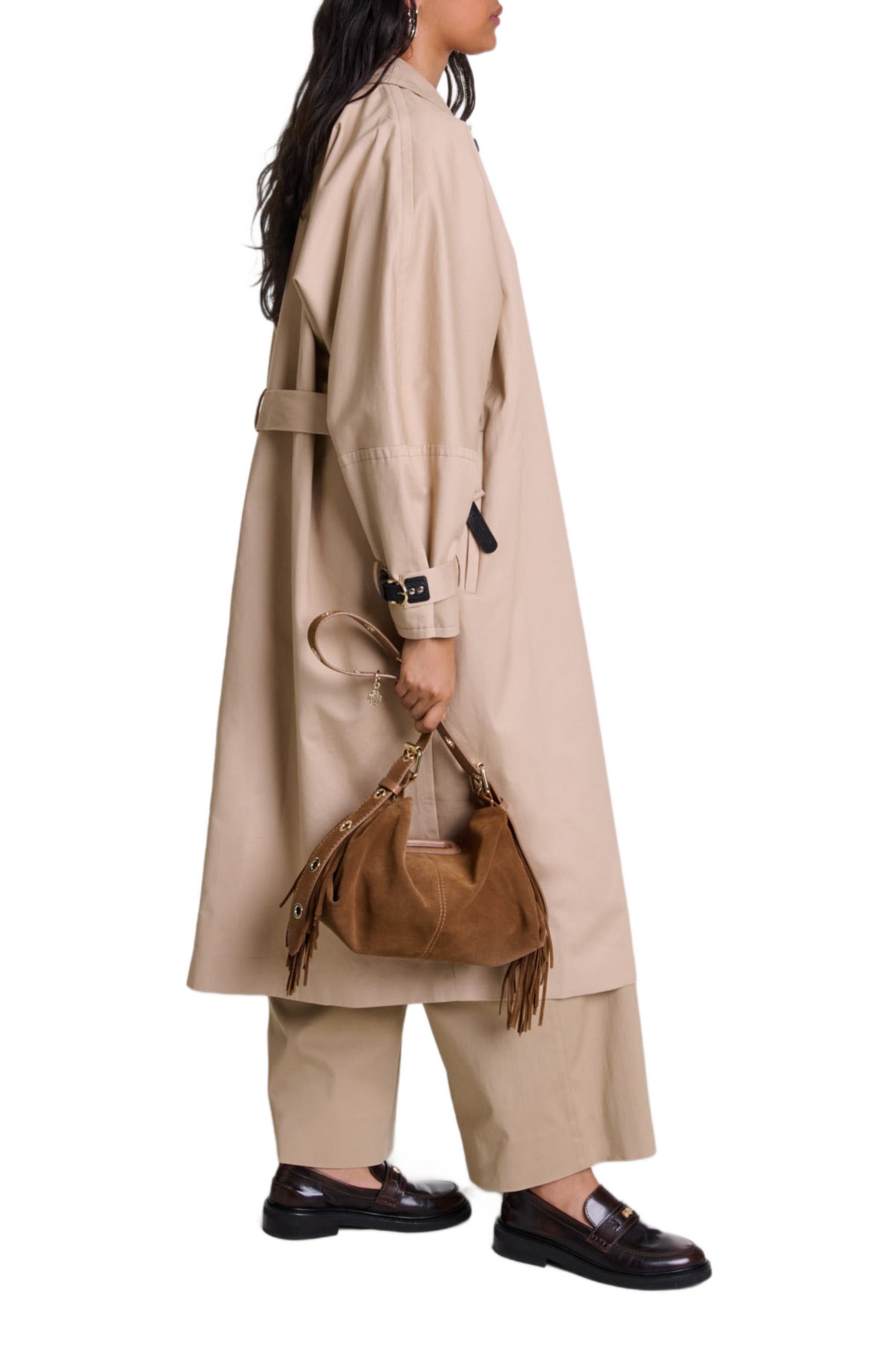 maje Long trench coat in Beige Light at Nordstrom - 3