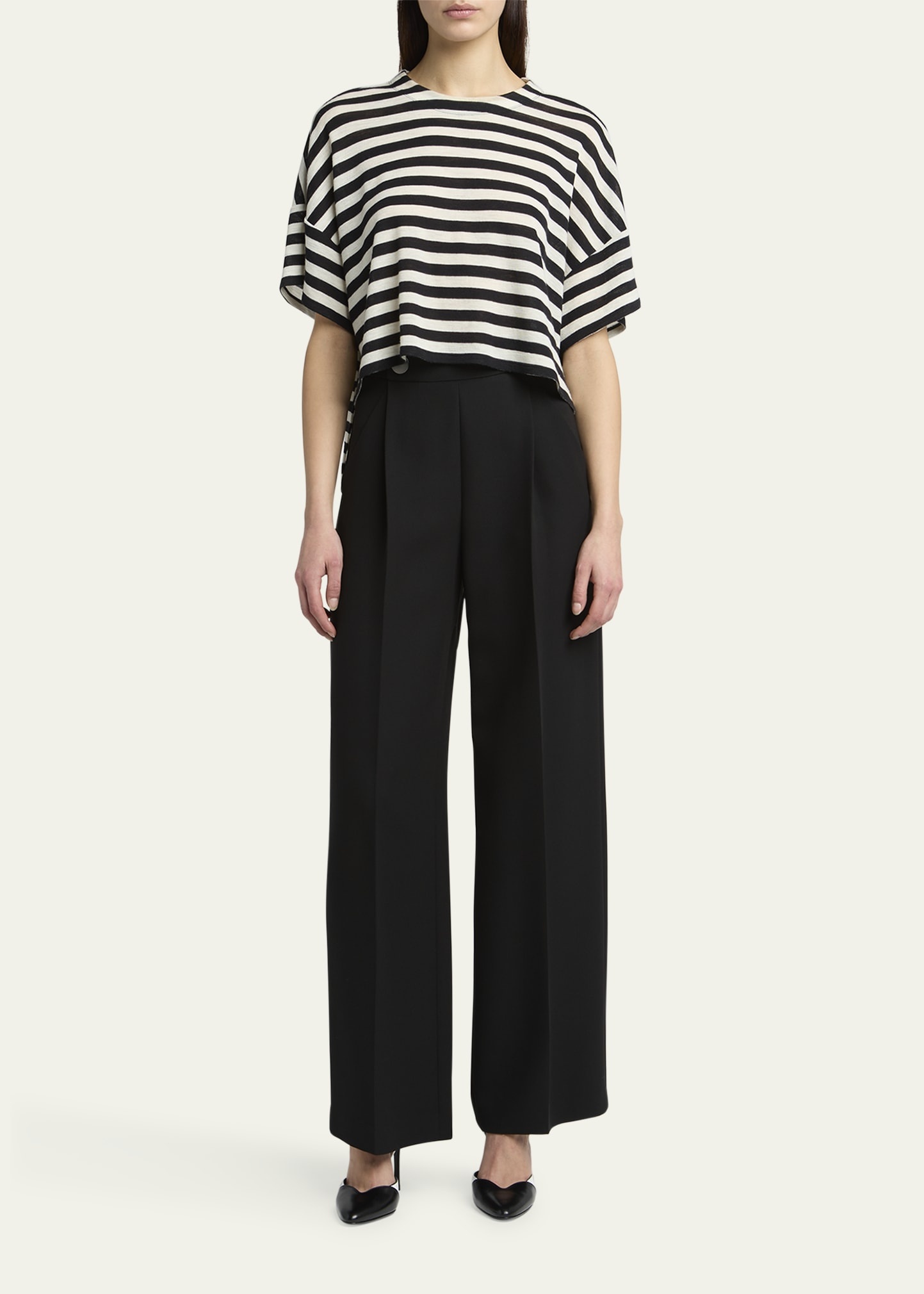 Pleated Wide-Leg Silk Cady Trousers - 2