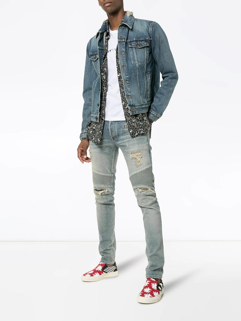 distressed denim jacket - 2