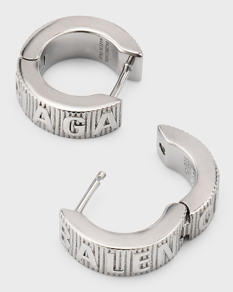 Sterling Silver Logo Hoop Earrings 4