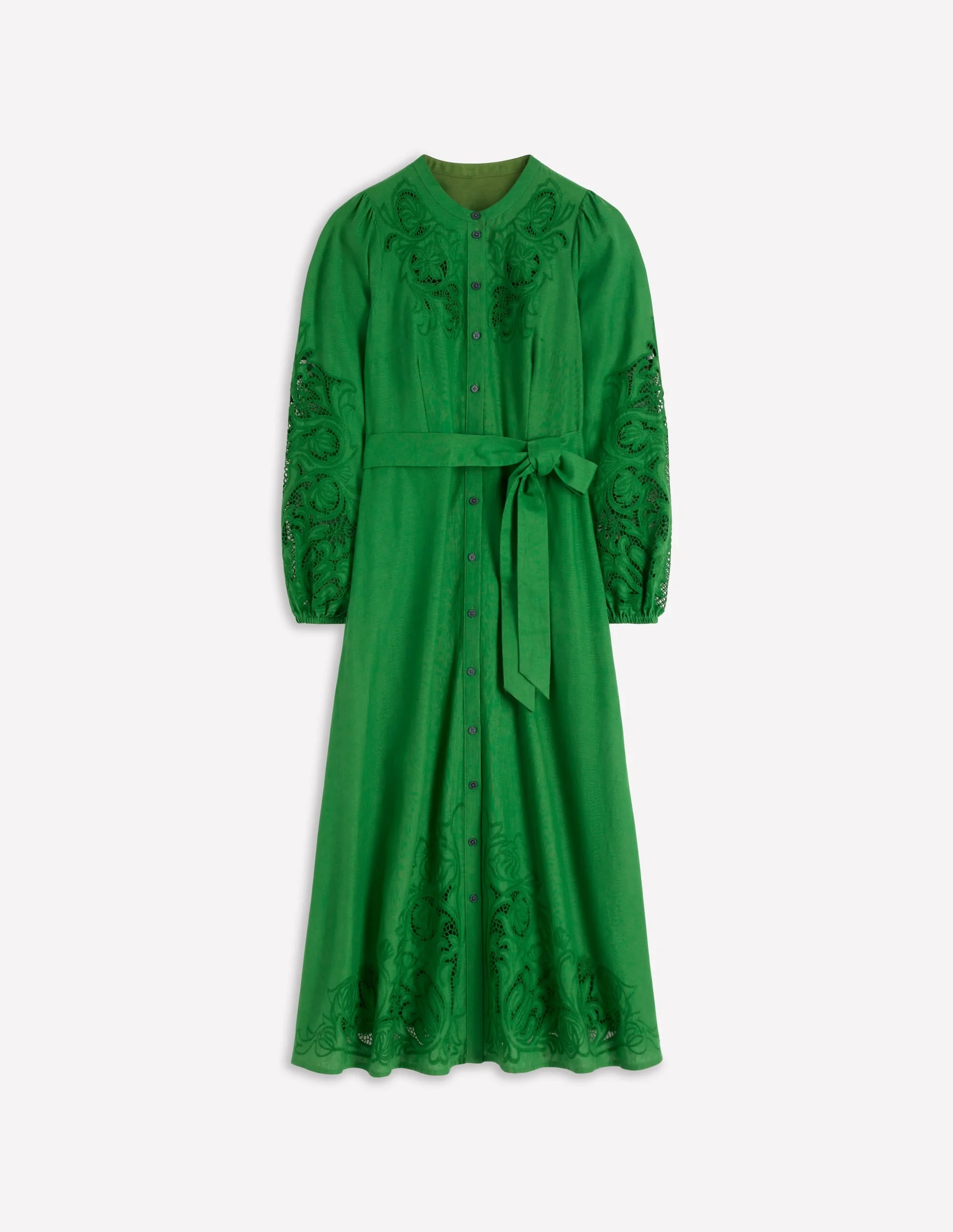 Mae Linen Blend Shirt Dress-Highland Green - 1