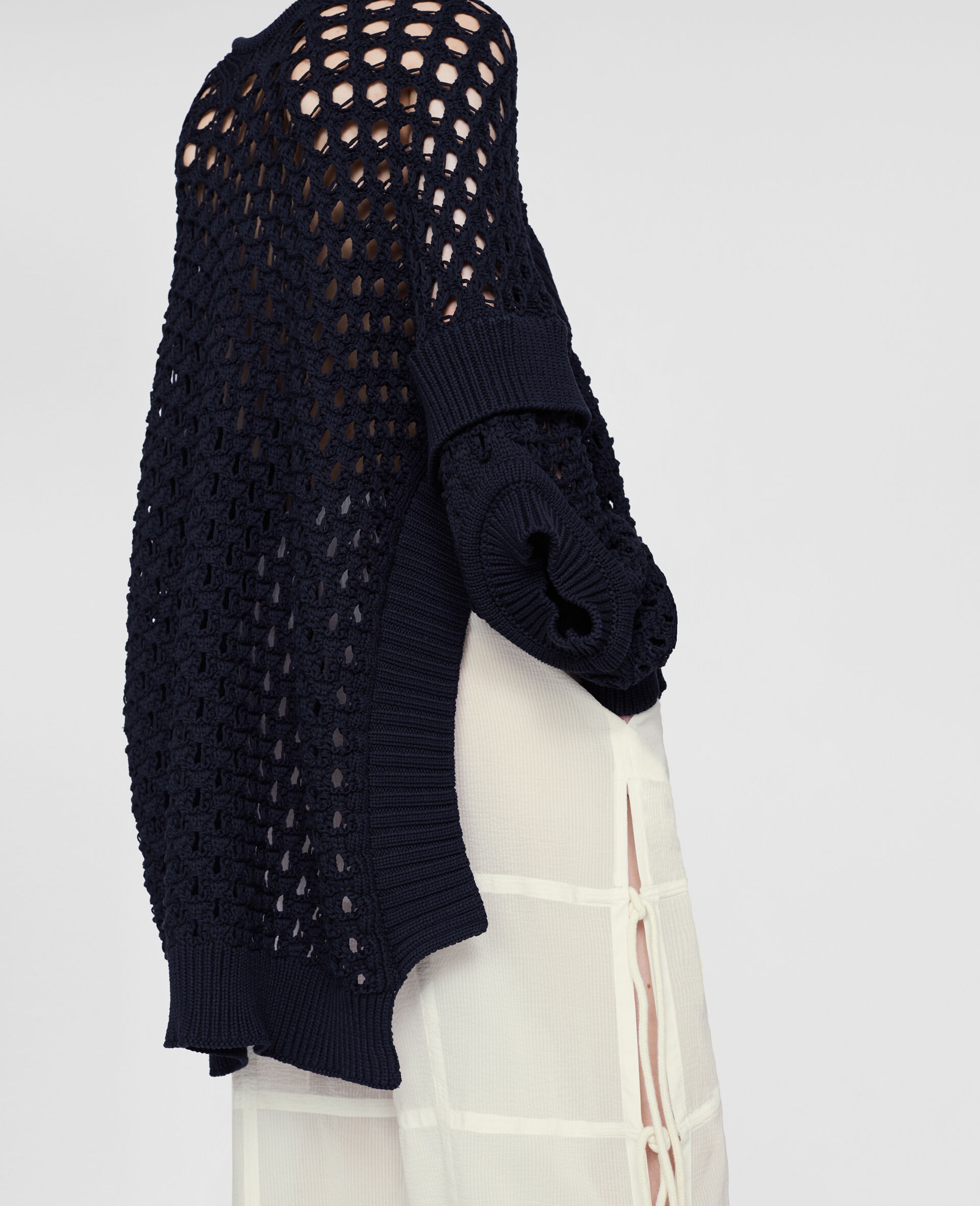Oversized Textured Mesh Sweater - 4