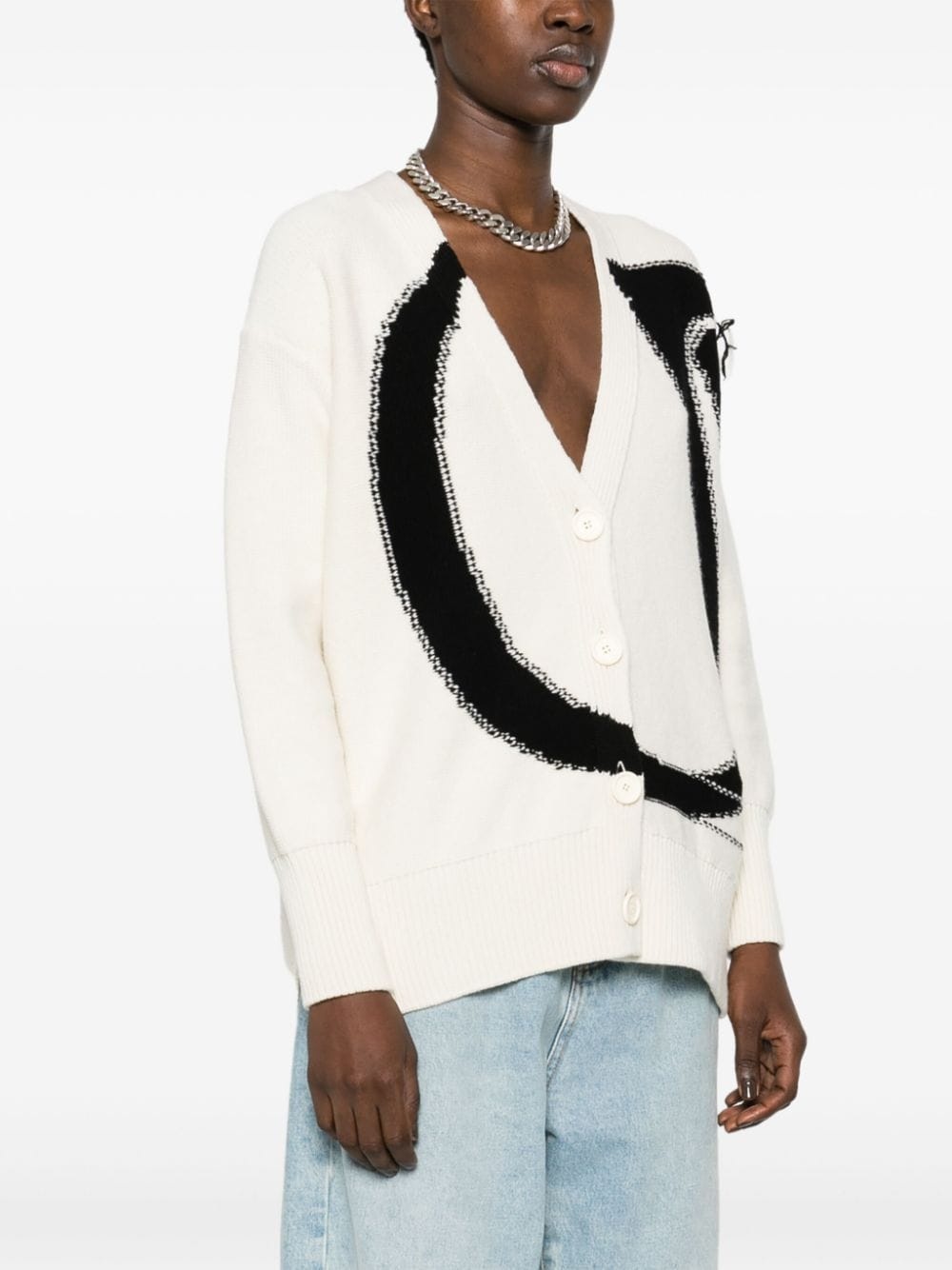 Ow Maxi Logo wool cardigan - 3