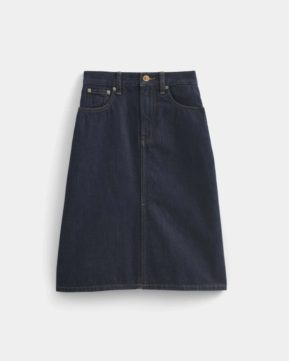 MID-RISE DENIM MIDI SKIRT - 1