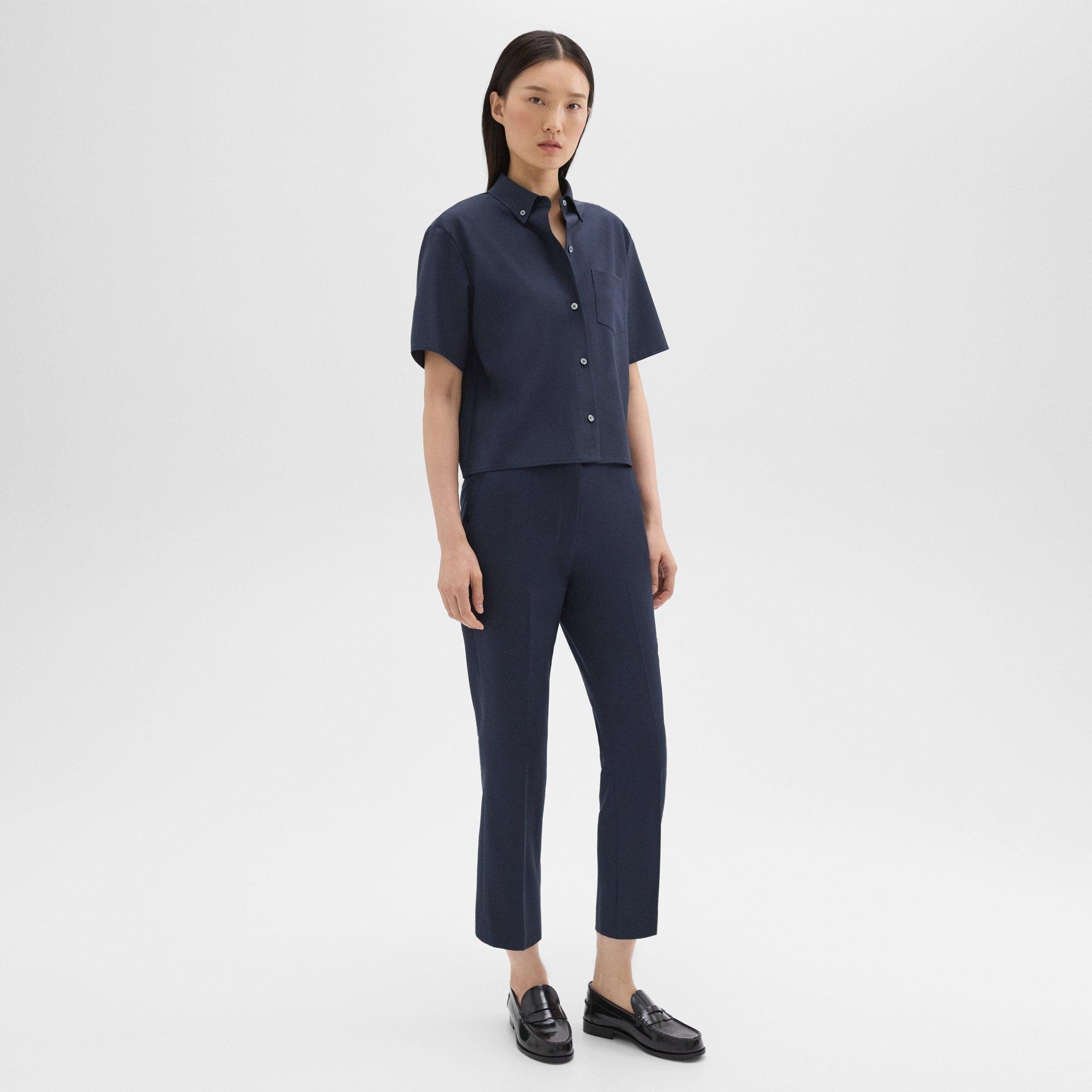 High-Waist Slim Crop Pant in Oxford Wool - 3