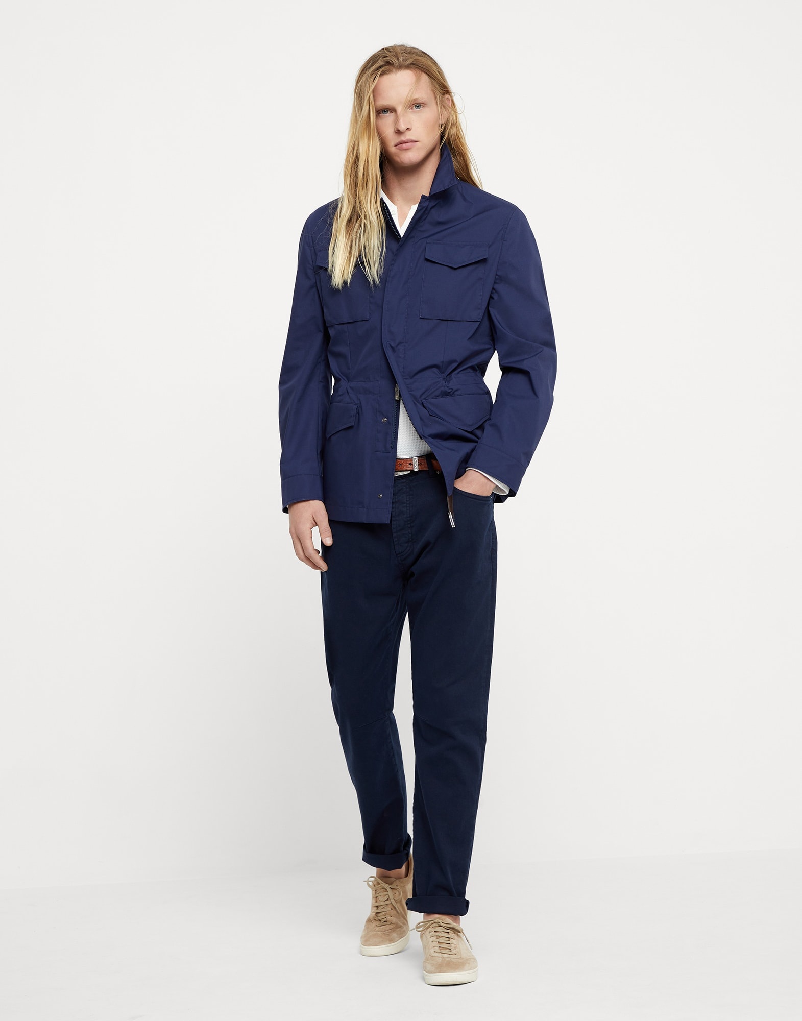 Garment-dyed comfort denim leisure fit five-pocket trousers - 4