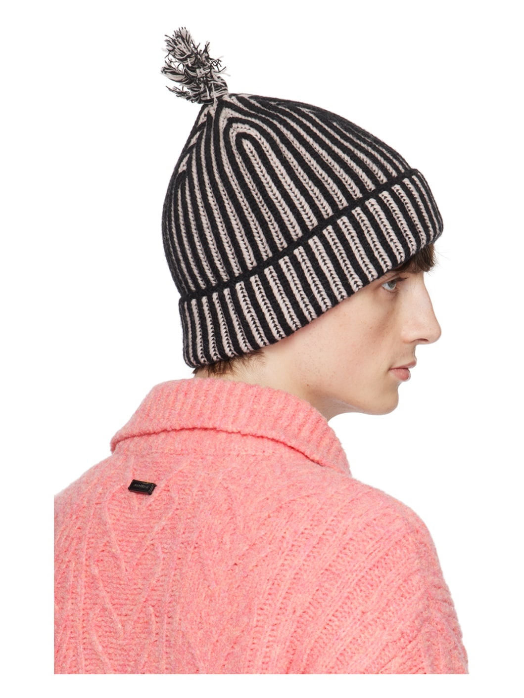 Black & Pink Ribbed Beanie - 3