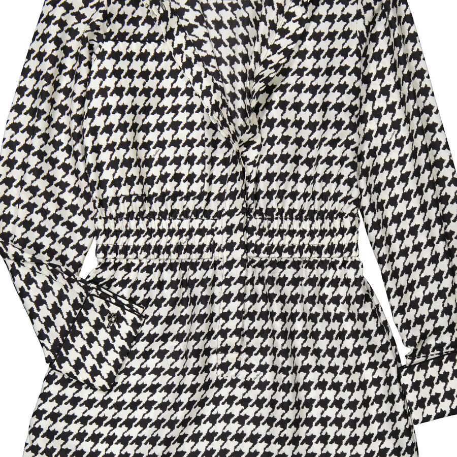 Max Mara Ladies White Black Arca Silk Houndstooth Shirt Dress - 7