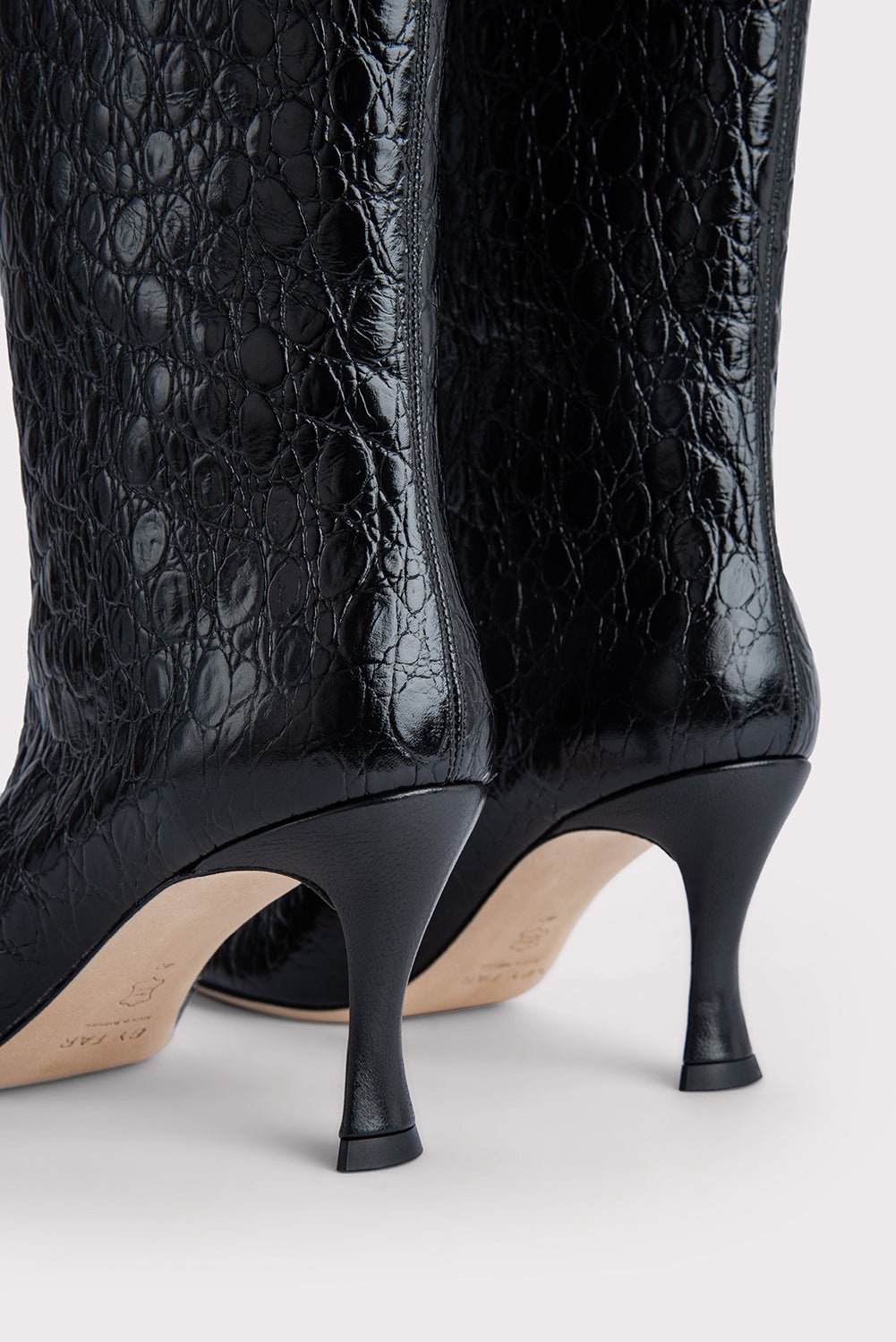 Stevie 42 Black Circular Croco Embossed Leather - 6