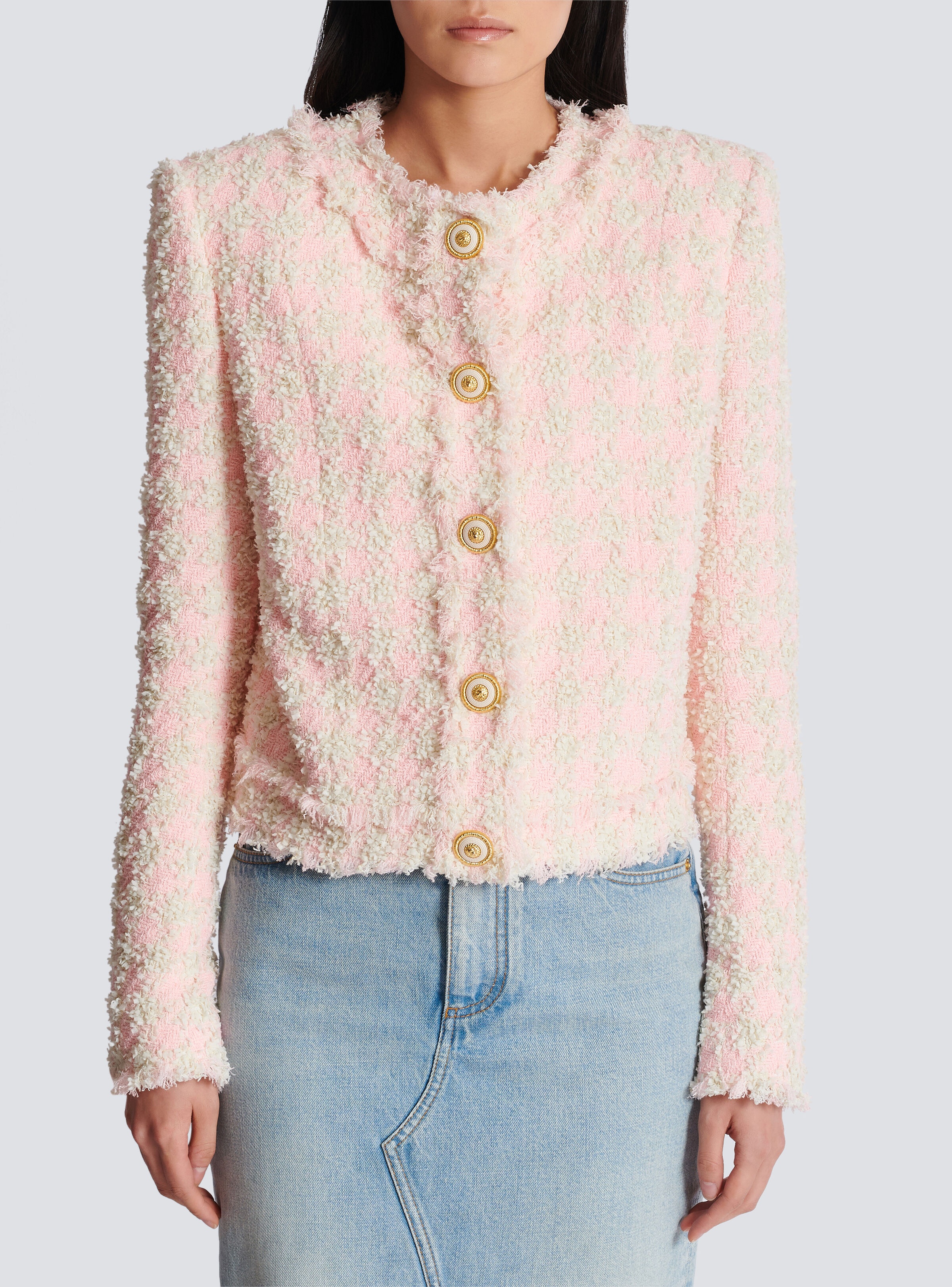 5-button tweed jacket - 5