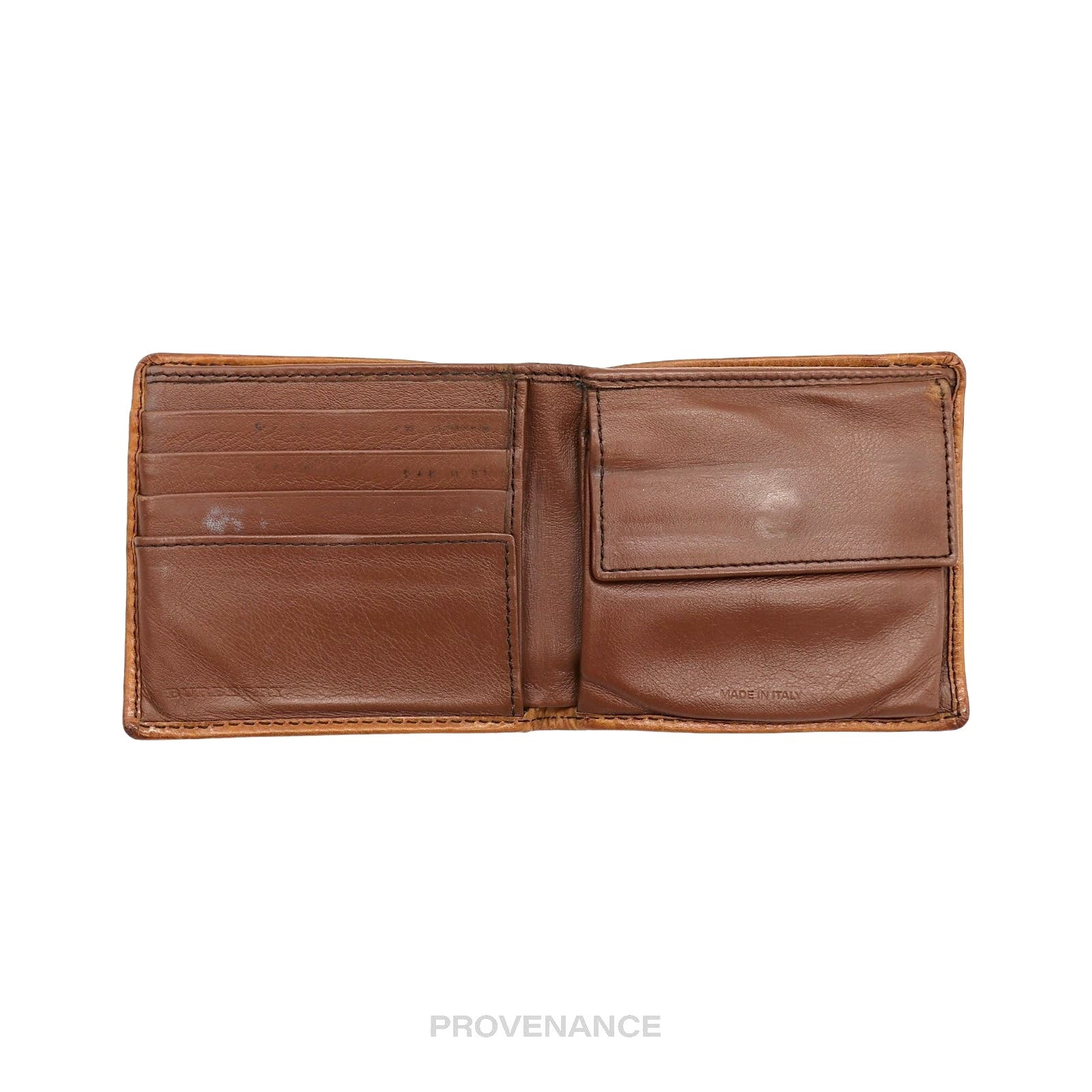 Burberry Nova Check Canvas Bifold Wallet - Brown Leather - 5