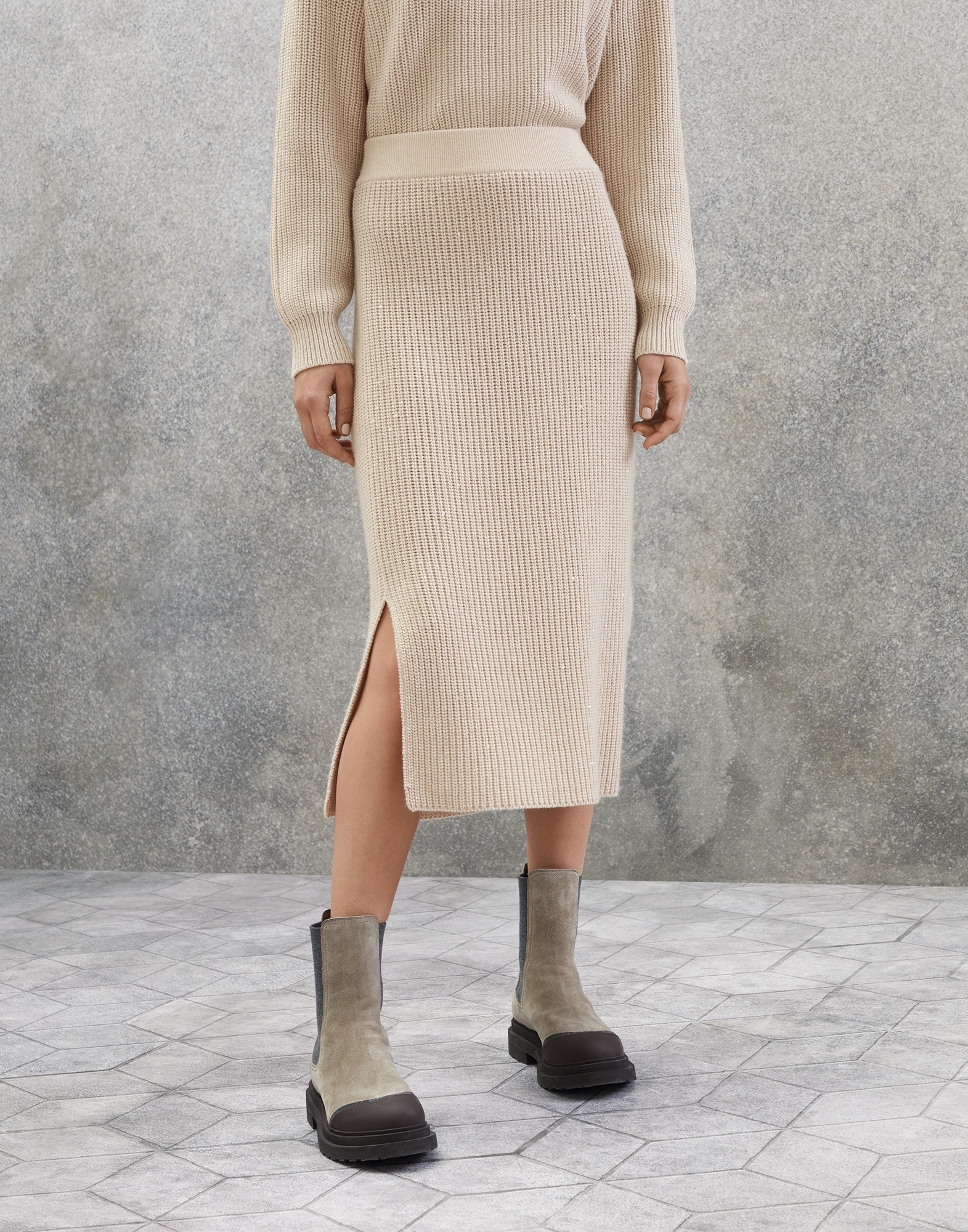 スカート BRUNELLO CUCINELLI Cashmere and silk ribbed skirt Brunello Cucinelli Cashmere and silk diamond yarn English
