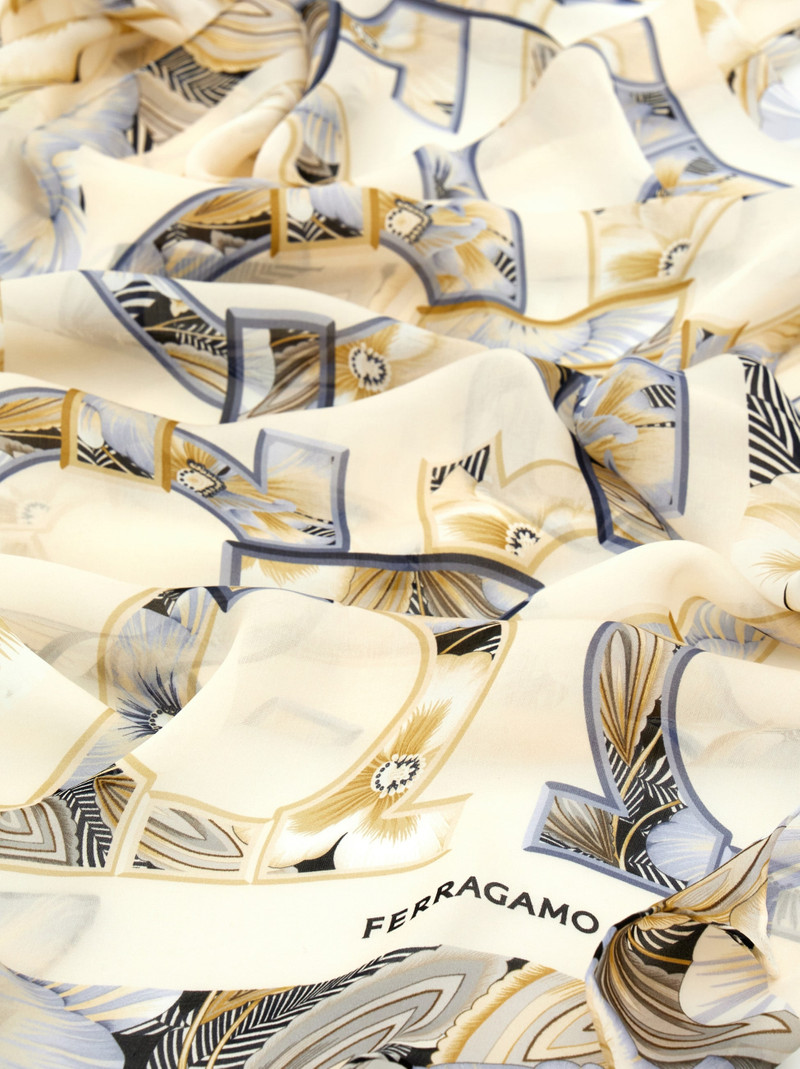 FERRAGAMO Gancini print silk scarf outlook