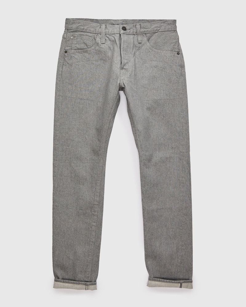 PBJBOW-013-GR "Moonrock" 14oz Rinsed Selvedge Heather Grey Denim - Slim Tapered Fit - 1