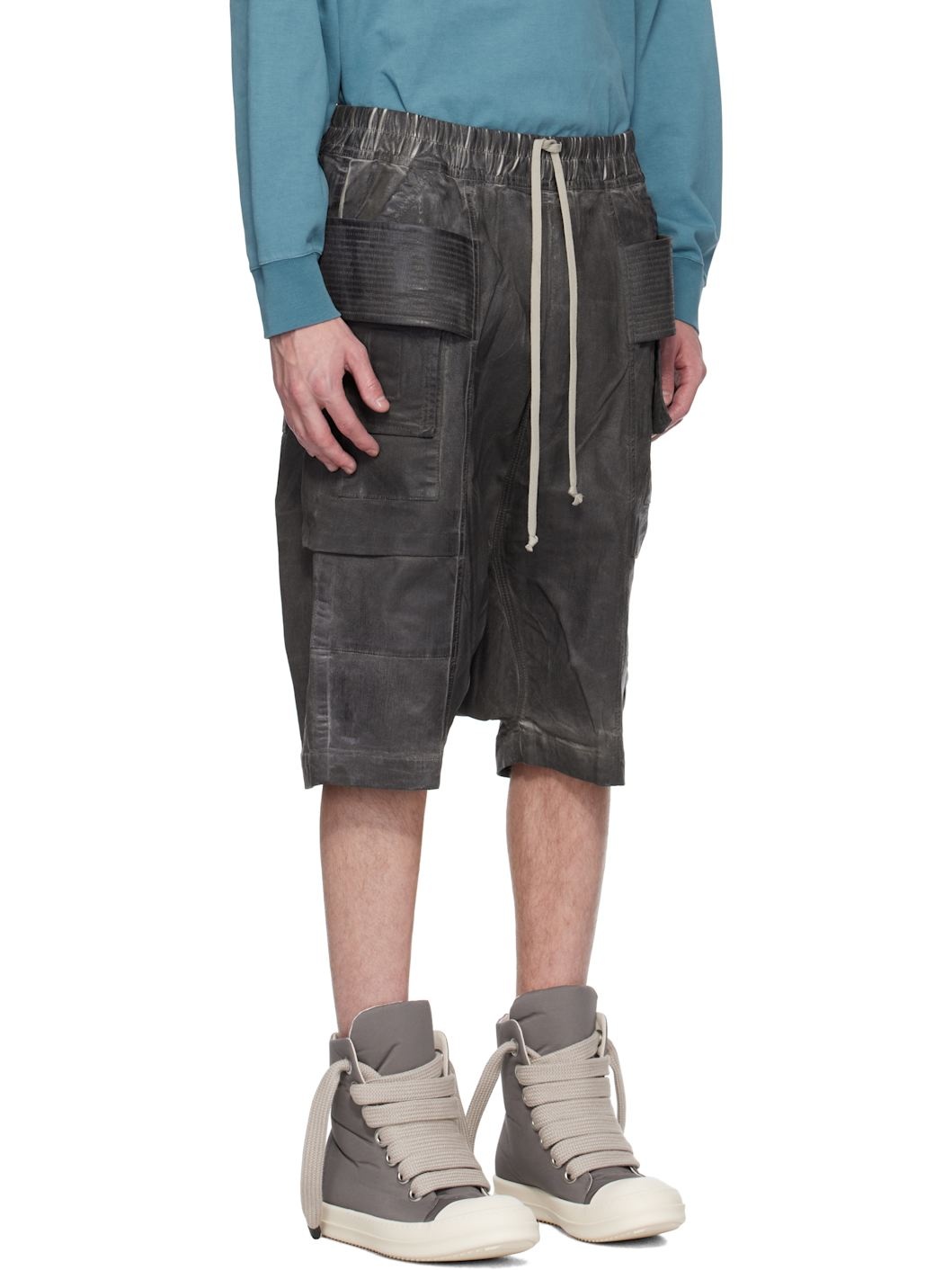 Gray Hollywood Creatch Cargo Pods Denim Shorts - 2