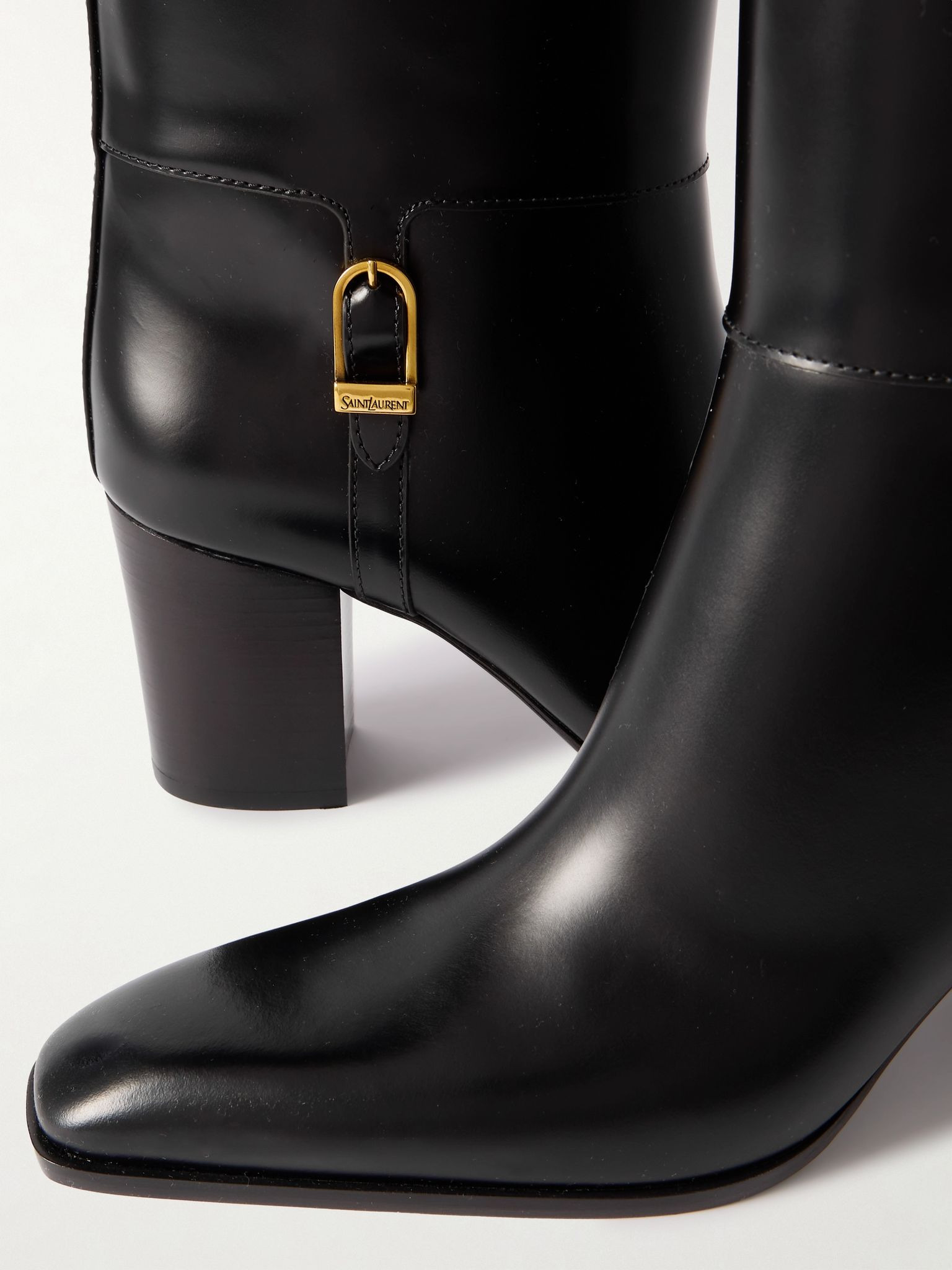 Julia buckle-embellished leather knee boots Black - 4