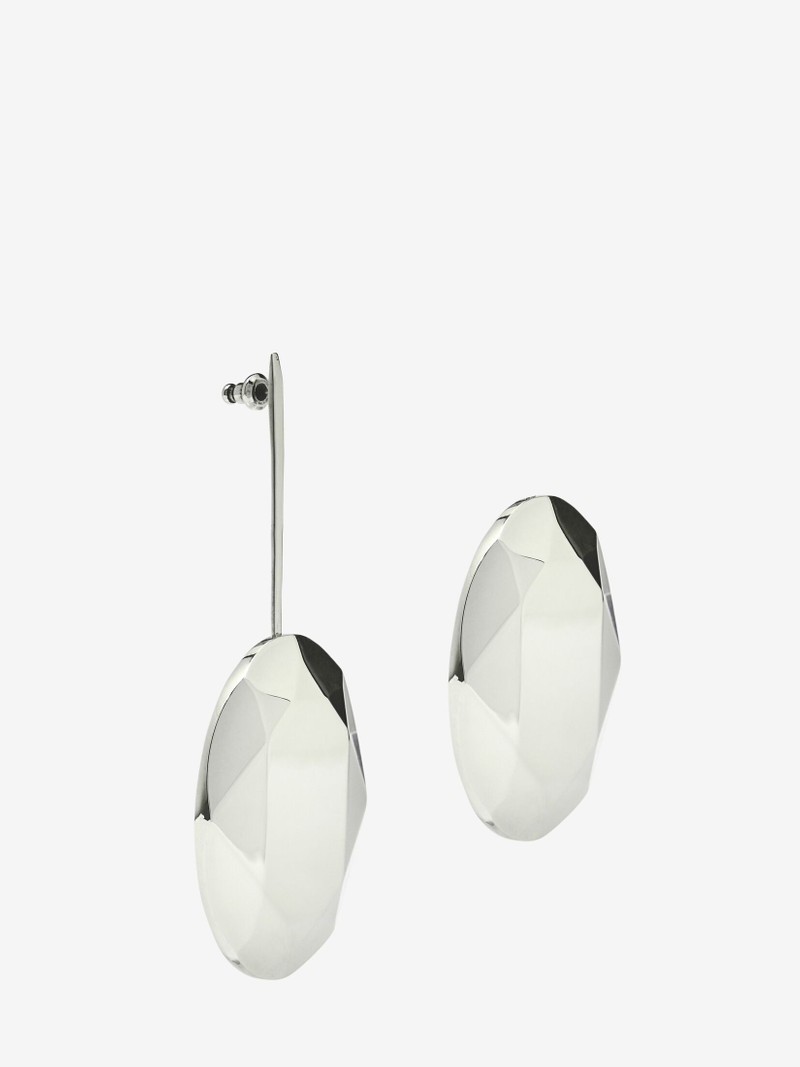 Alexander McQueen Women's Asymmetrical Faceted Earrings in Antique Silver outlook