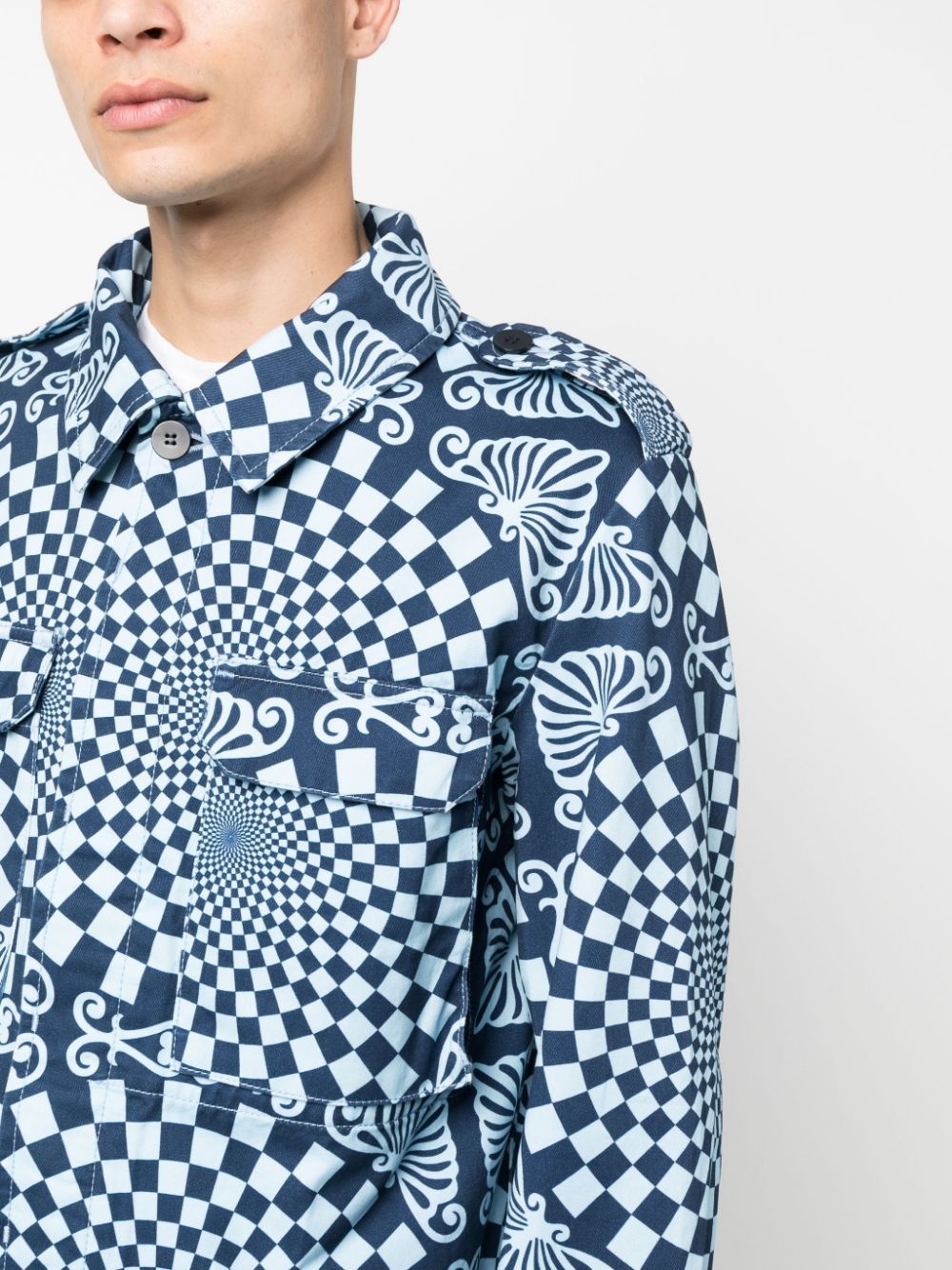 geometric-pattern cotton shirt - 5