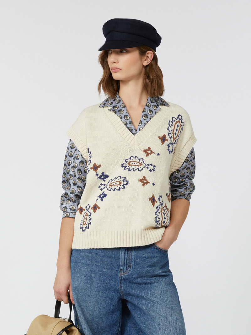 CRUSCA Inlaid cotton-blend gilet 5