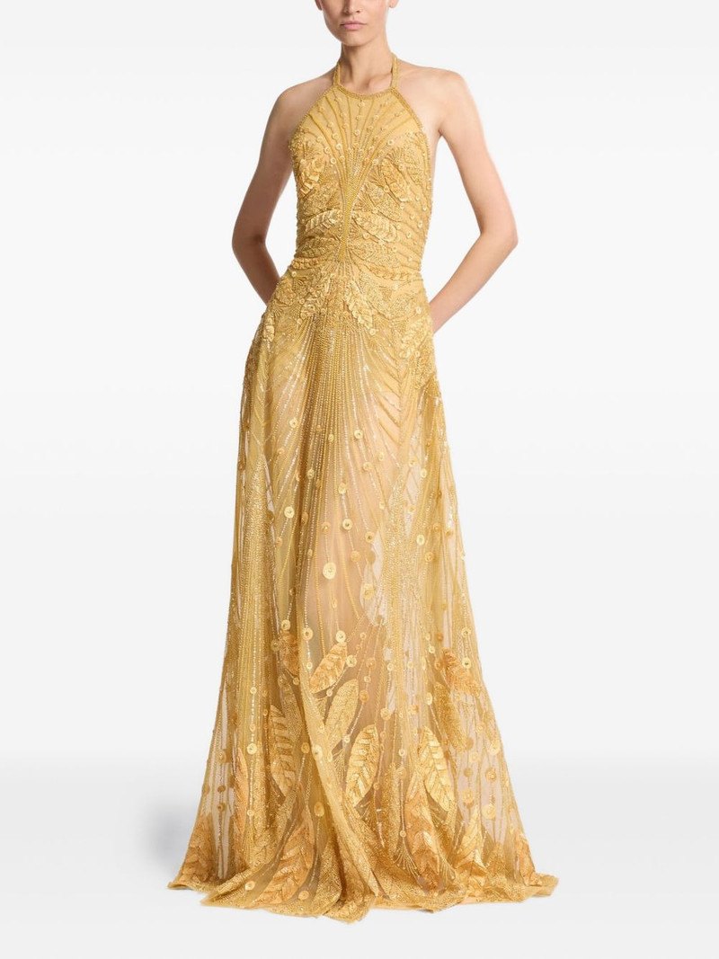beaded halter-neck dress 1