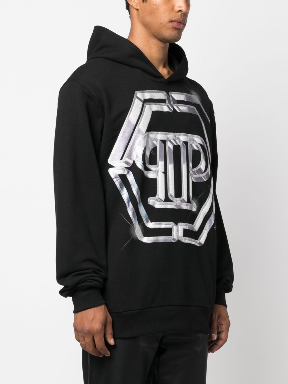 logo-print cotton hoodie - 3