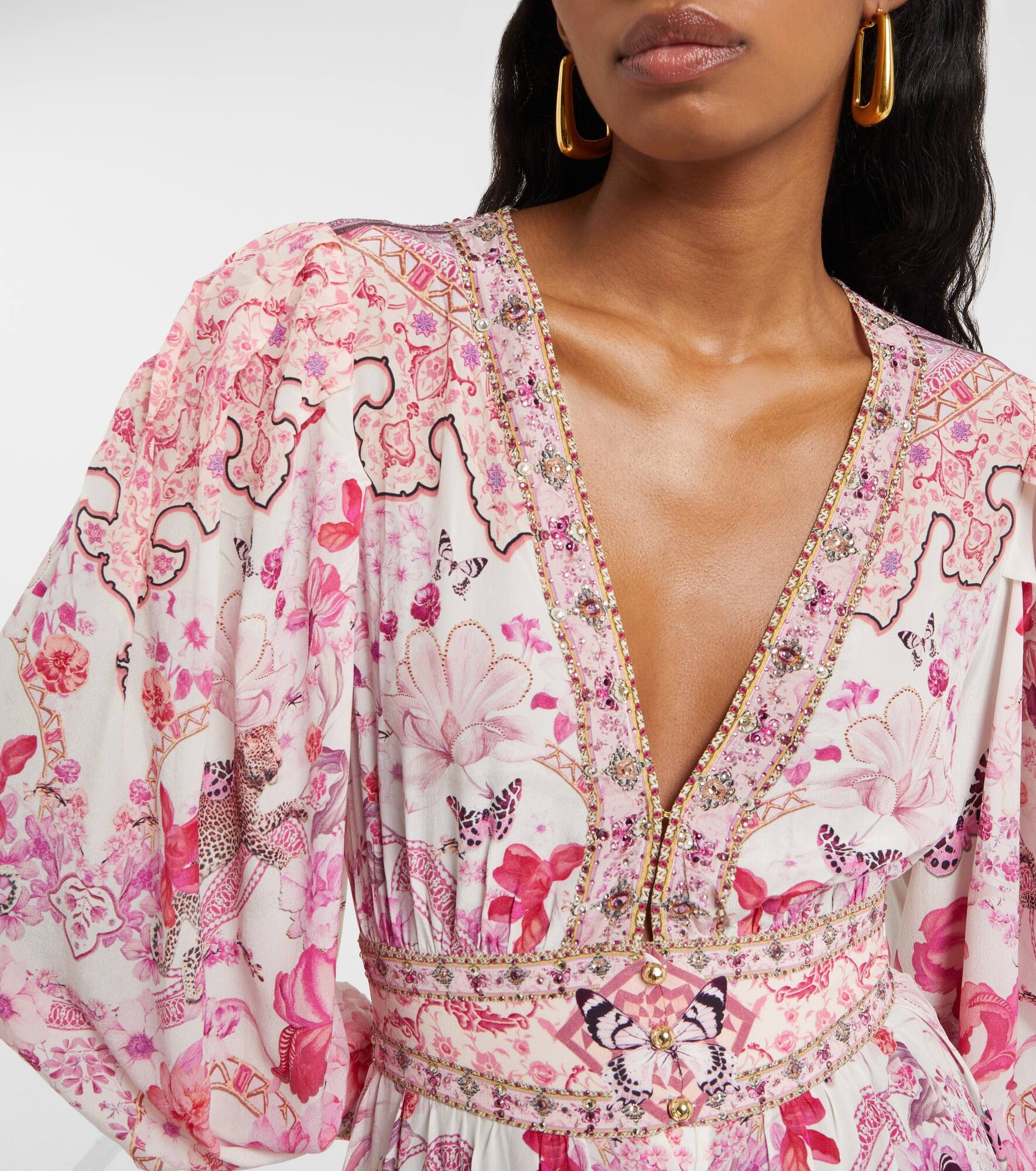 Embellished floral silk maxi dress - 4