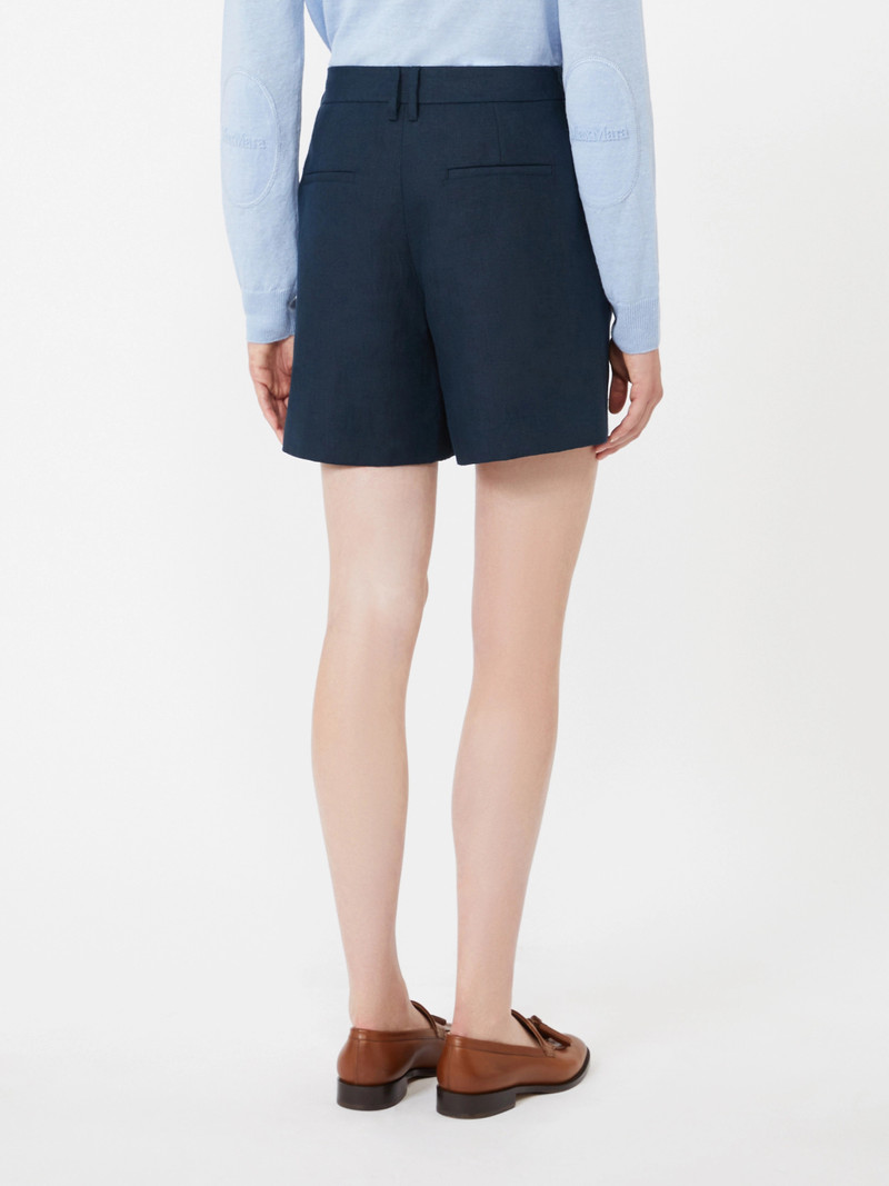 PARTY Linen basketweave shorts - MIDNIGHTBLUE 4
