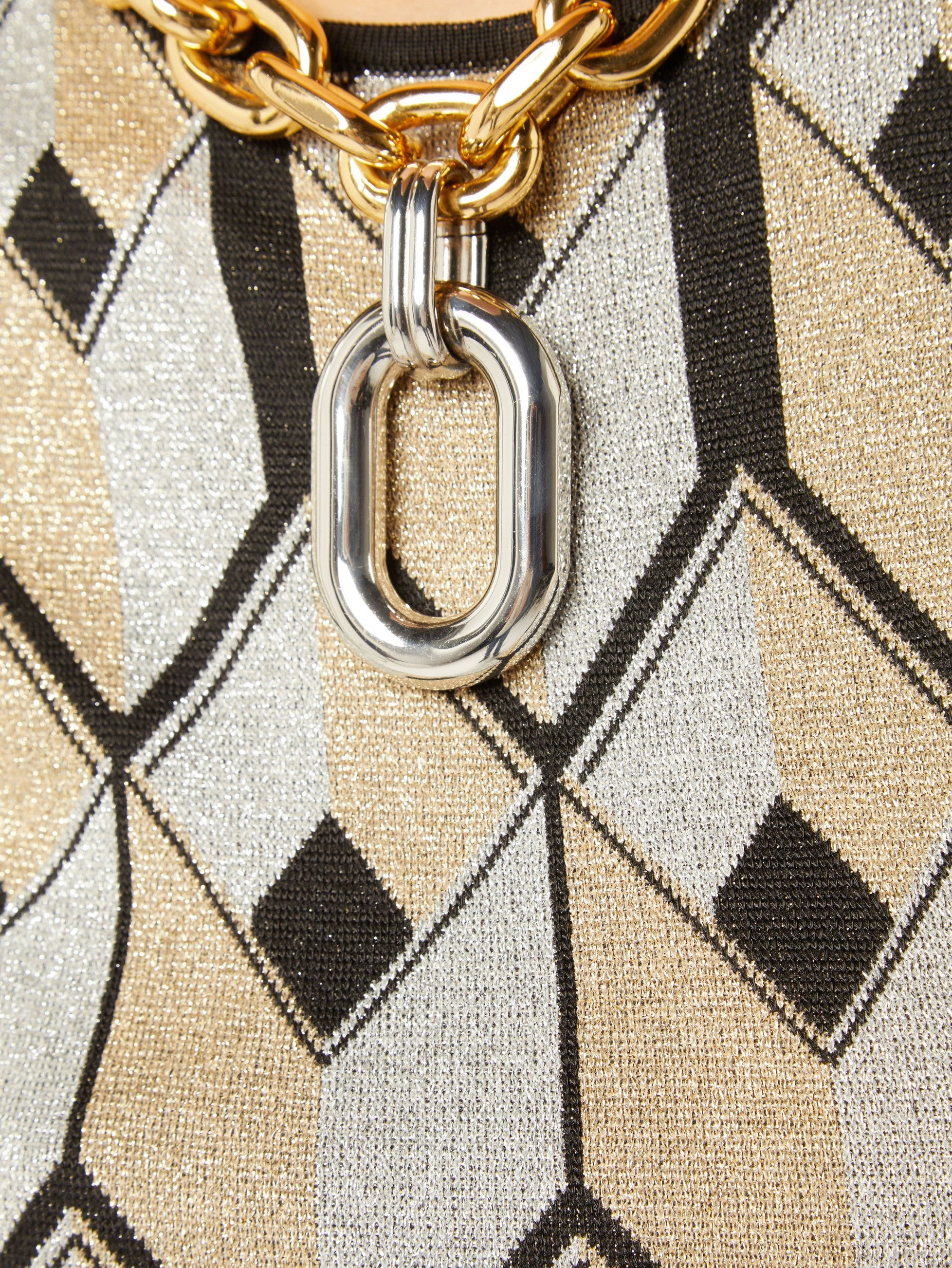 TWO-TONE XL LINK NECKLACE WITH PENDANT - 2