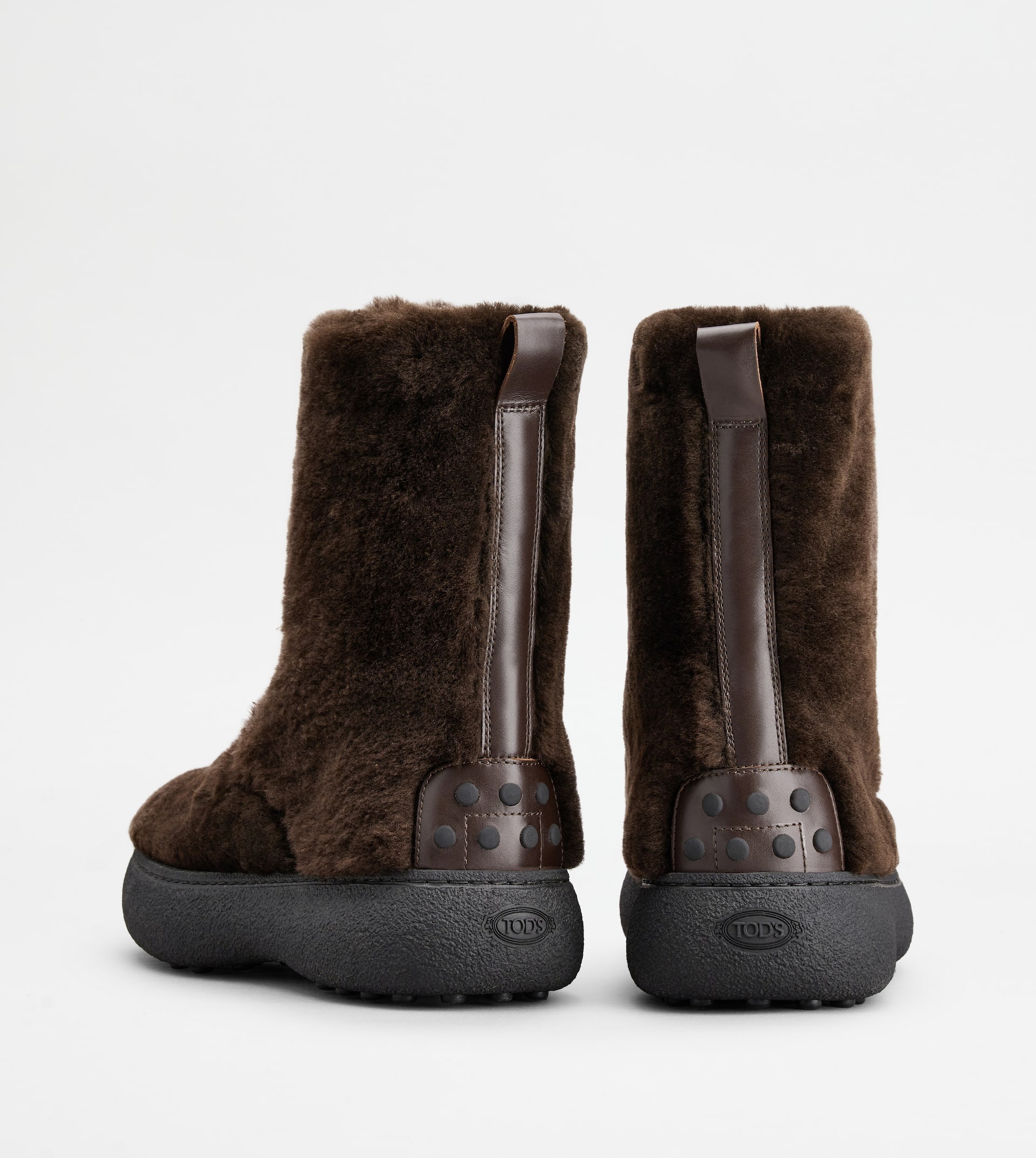 TOD'S W. G. LACE-UP ANKLE BOOTS IN SHEEPSKIN - BROWN - 3