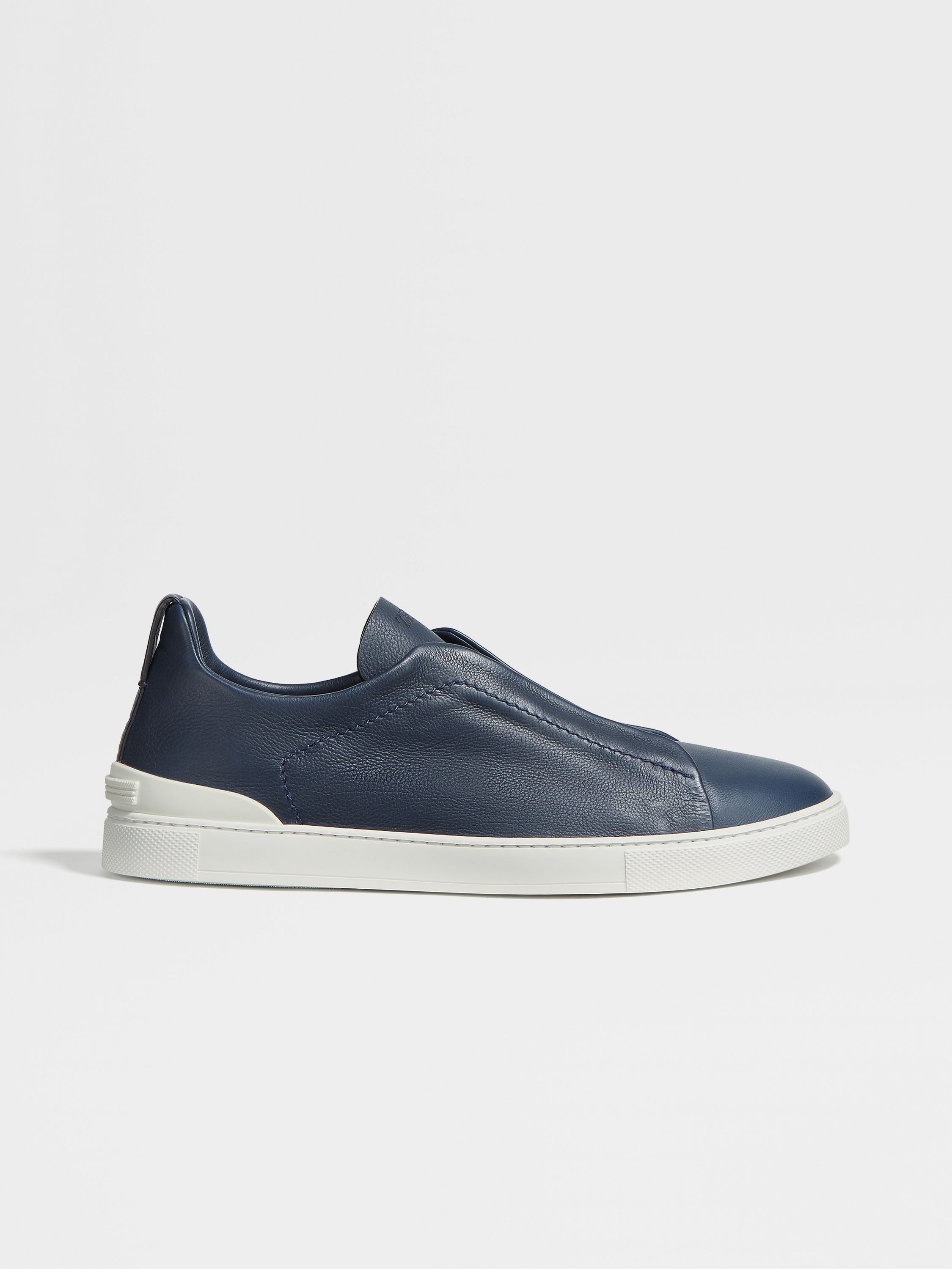 BLUE LEATHER TRIPLE STITCH™ SNEAKERS - 4