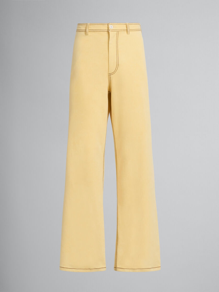 YELLOW ORGANIC DENIM TROUSERS WITH CONTRAST STITCHING - 2