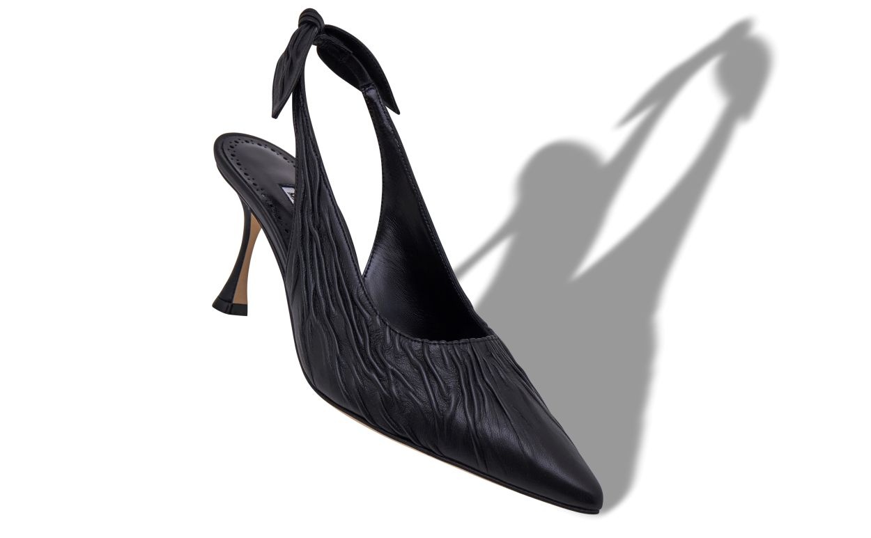 Black Nappa Leather Slingback Pumps - 2