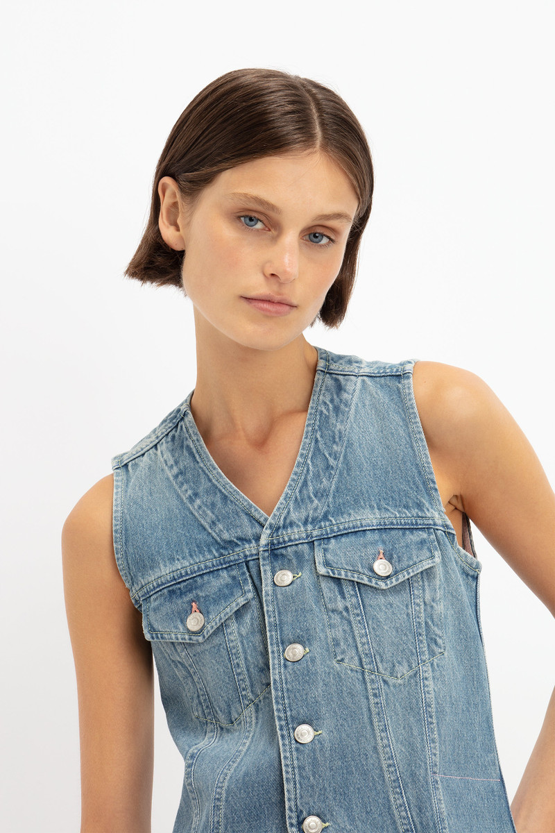 Mia Regan x VB Denim Waistcoat in Classic Blue Wash 4