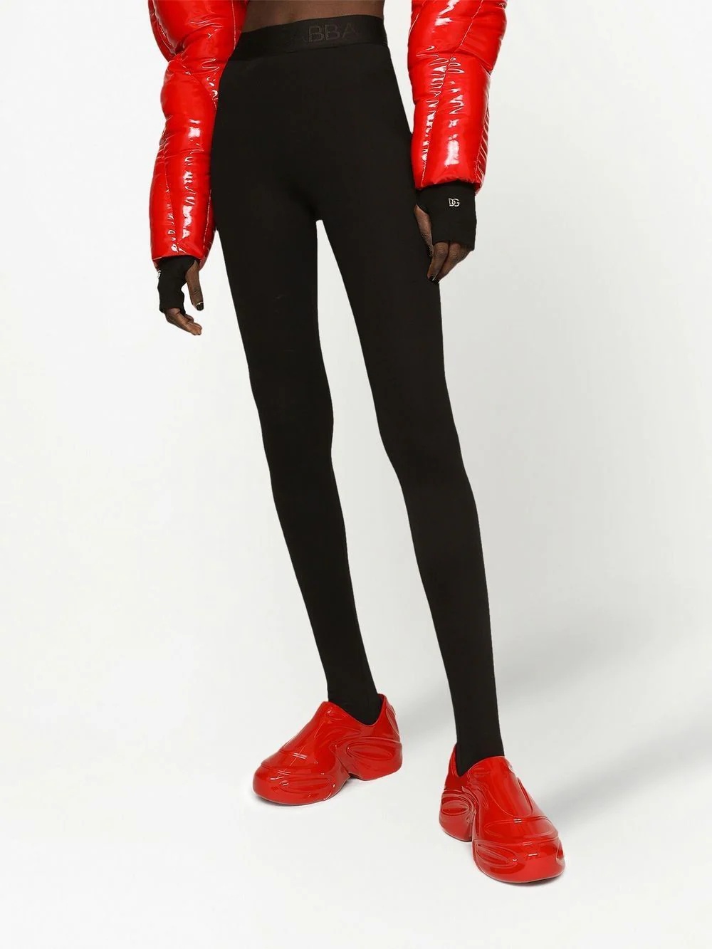 Technical jersey leggings with branded elastic - 3