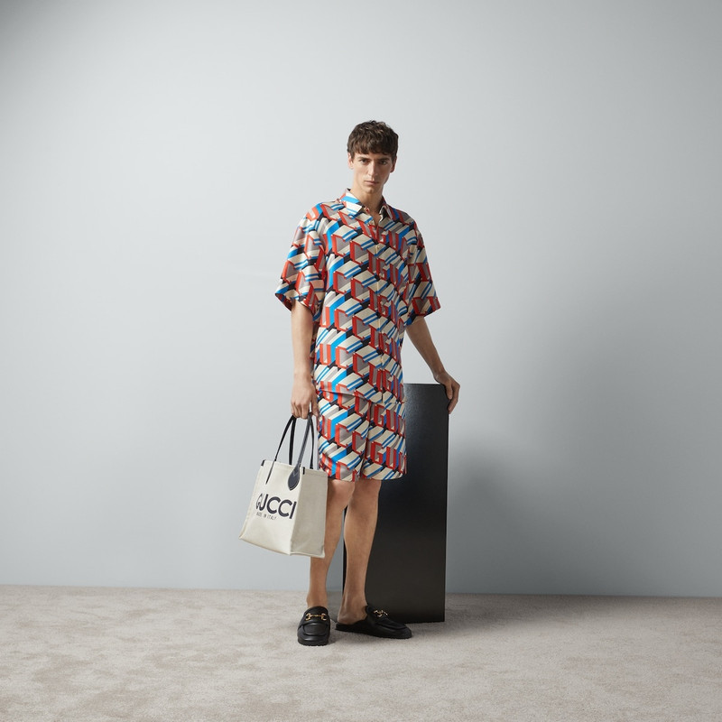 GUCCI Gucci pixel print silk shirt outlook