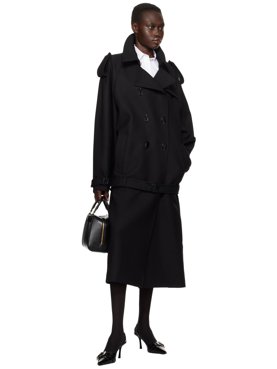 Black Oversized Trench Coat - 4