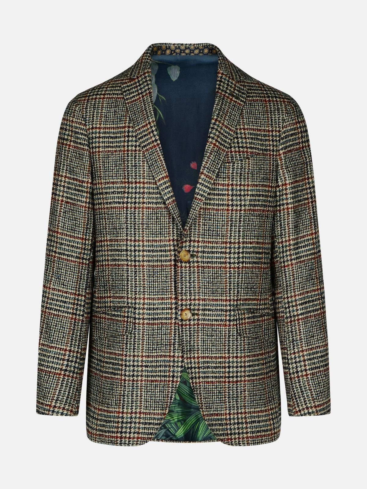 BLAZER IN BEIGE LINEN AND COTTON BLEND - 1