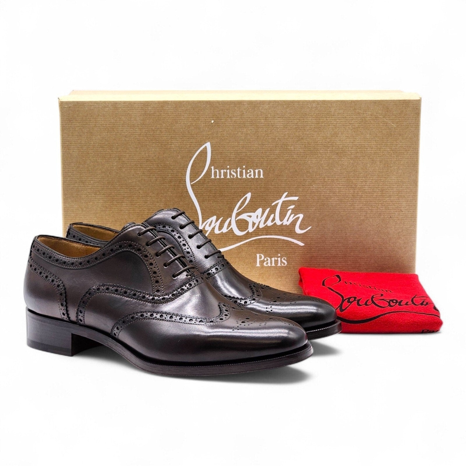 ドレスシューズ・革靴・ビジネスシューズ Christian Louboutin Men's Brogue Leather Oxford Dark Brown Christian Louboutin Christian Louboutin Men's Brogue Leather