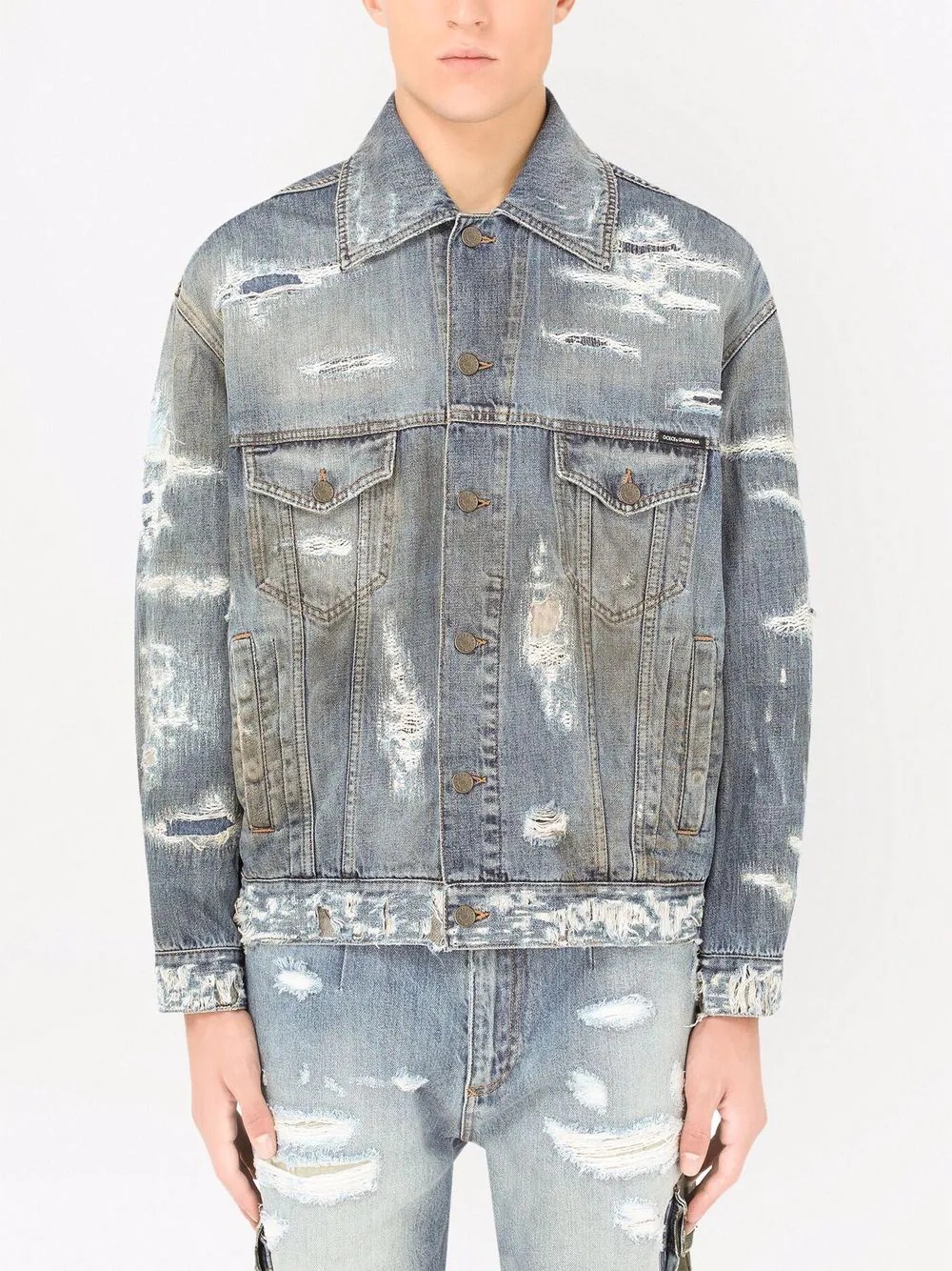 distressed denim jacket - 3