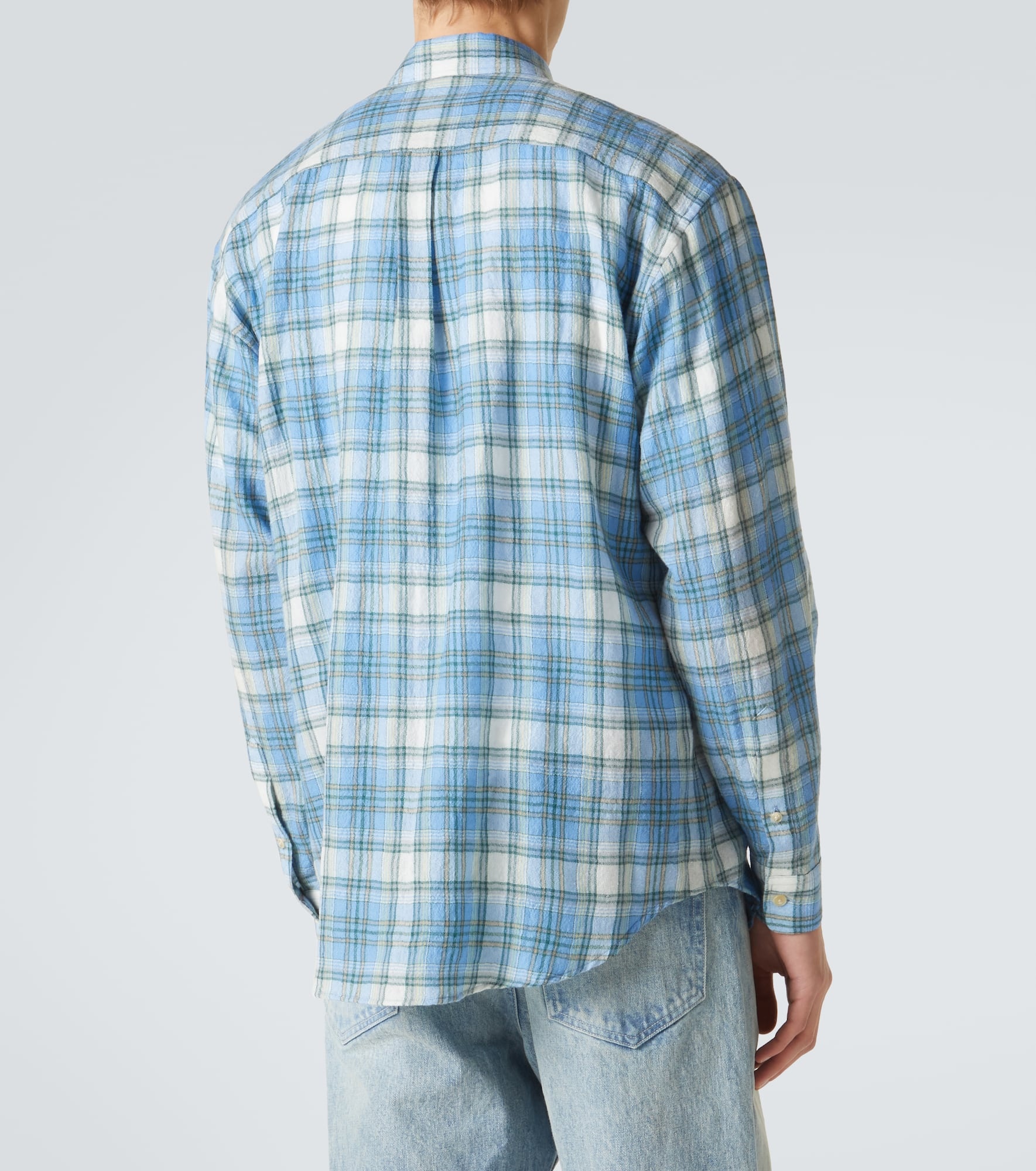 Airy checked wool shirt - 4