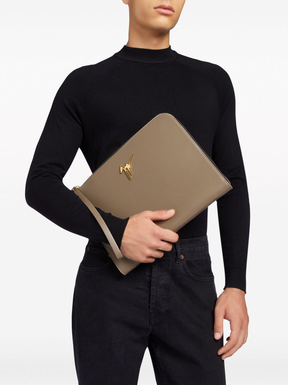 Fabian logo-plaque leather pouch - 2