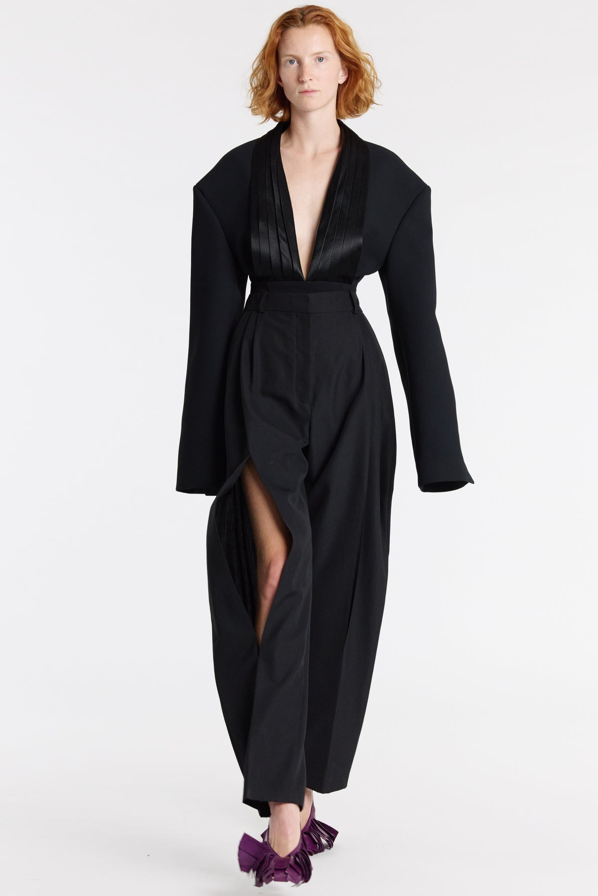 TROUSERS WITH VERTICAL KNEE SLITS BLACK - 5
