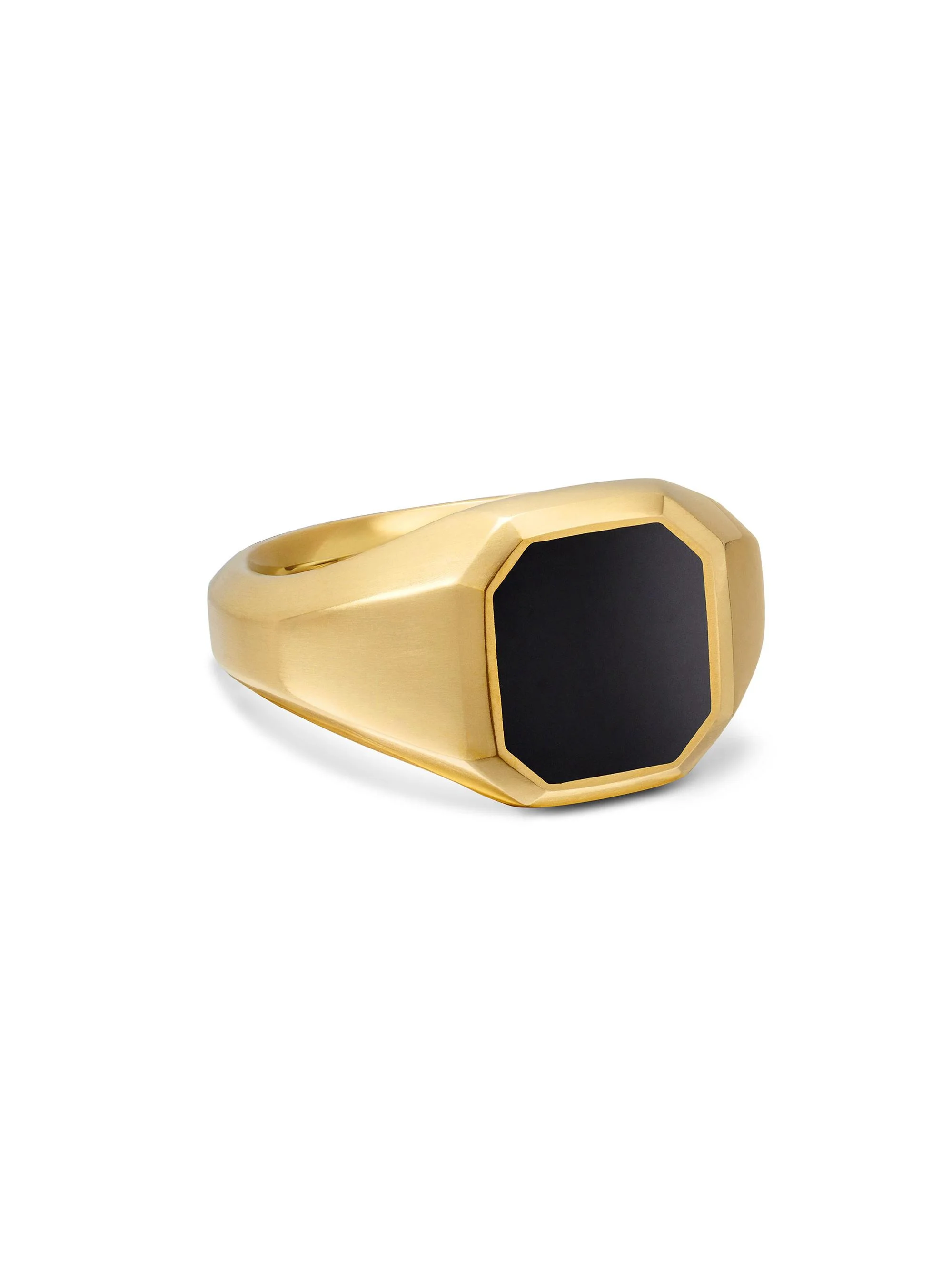 Men's Streamline Signet Ring in 18K Yellow Gold - Onyx - 1